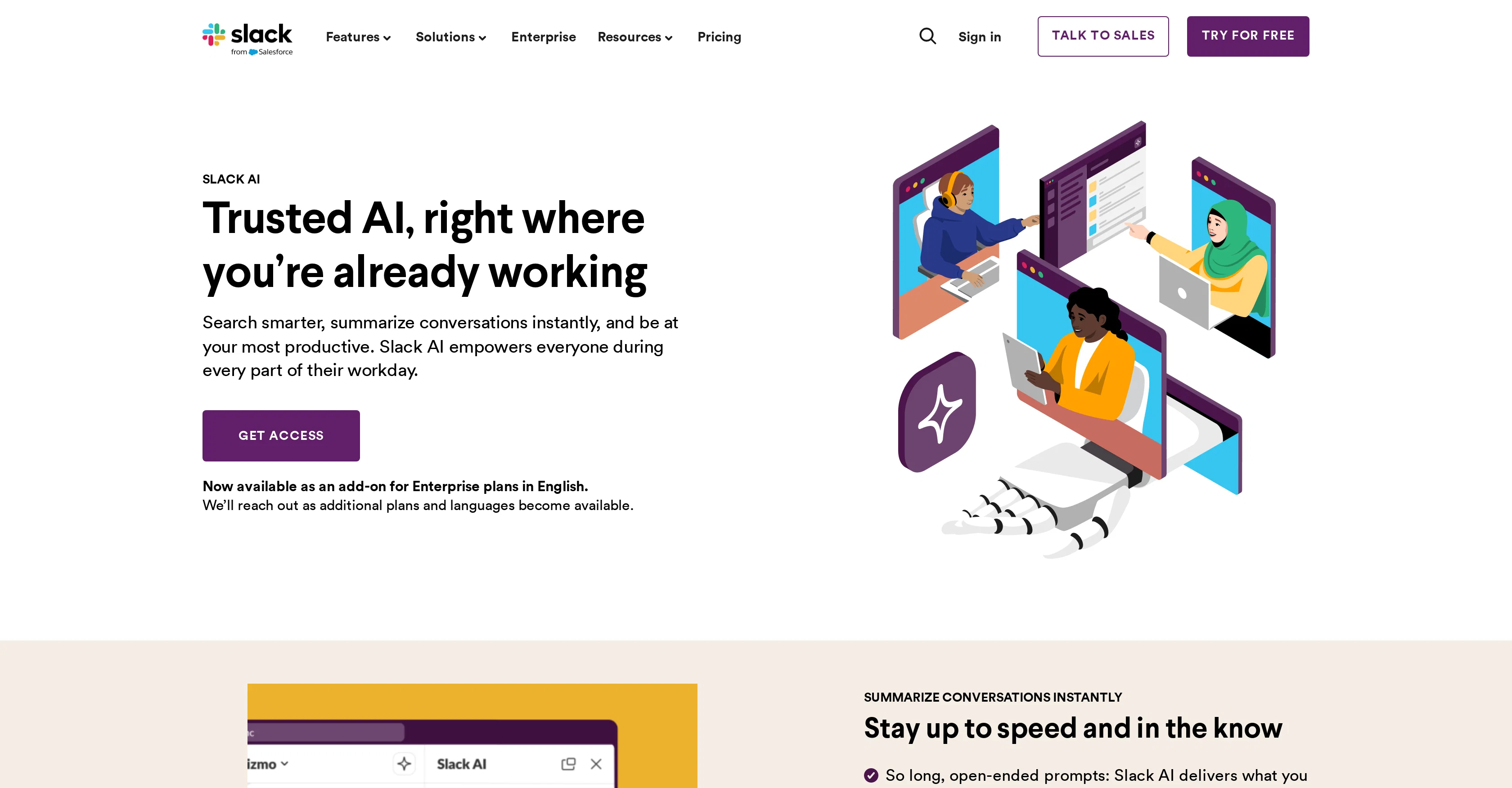 Slack AI website