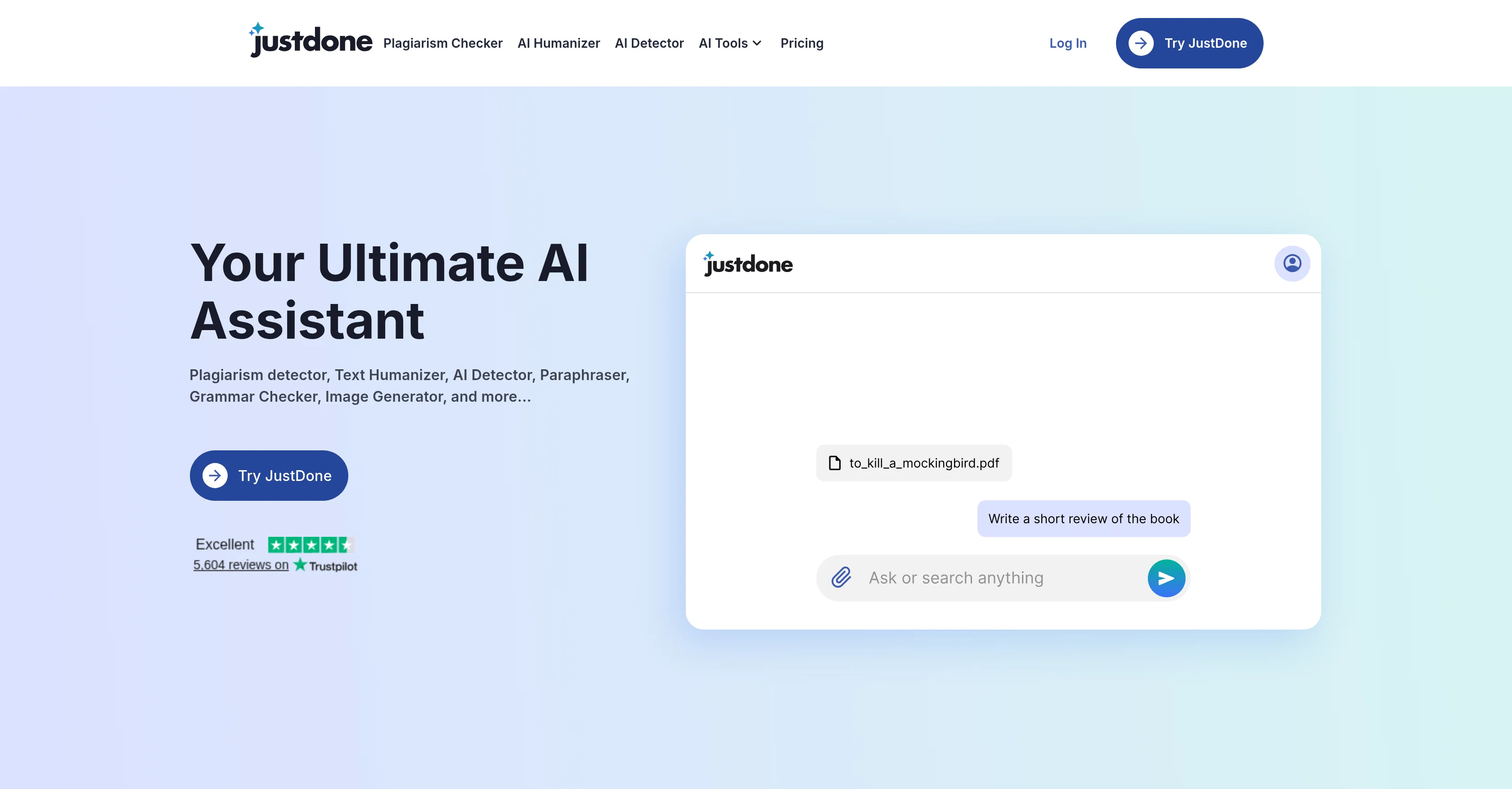 Plagiarism Checker by JustDone website