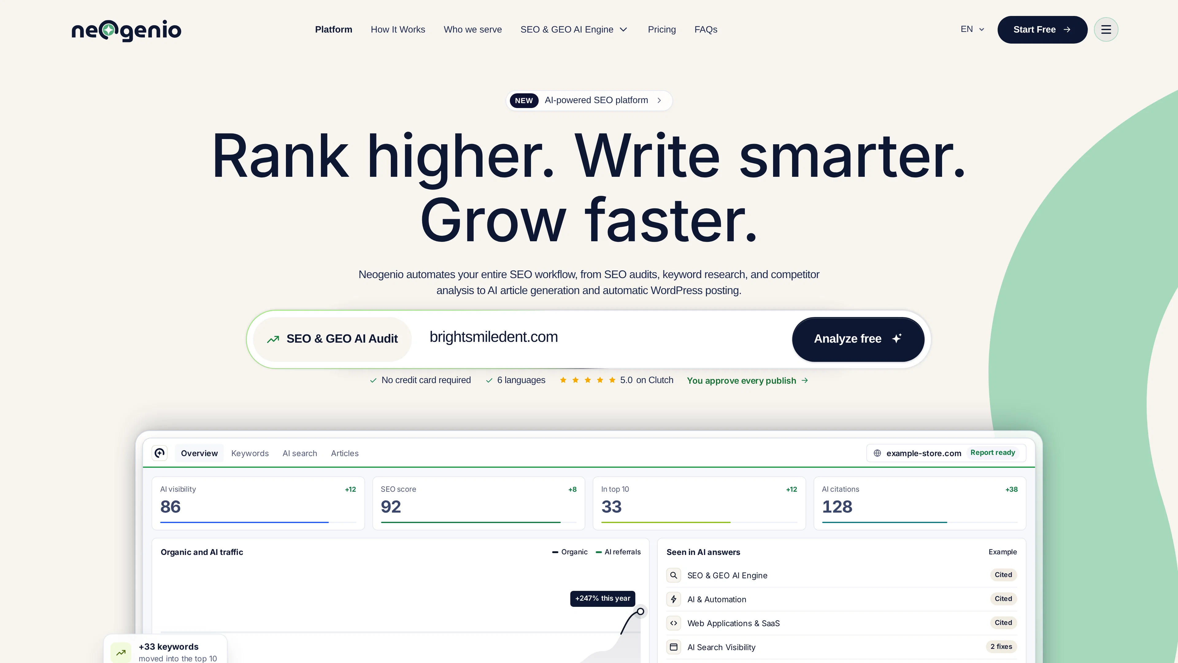 Neogenio SEO & GEO AI Engine website