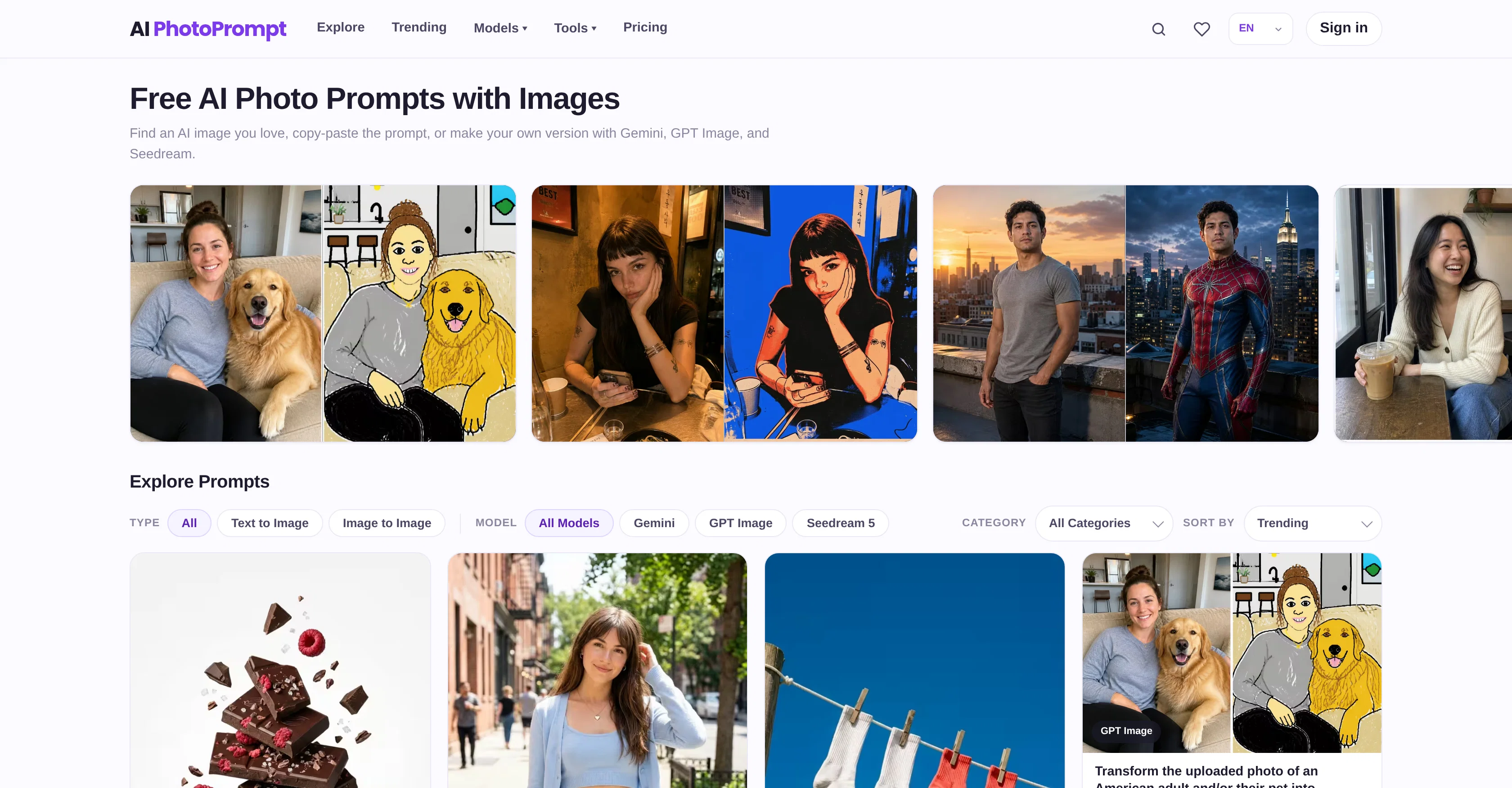 AI PhotoPrompt website