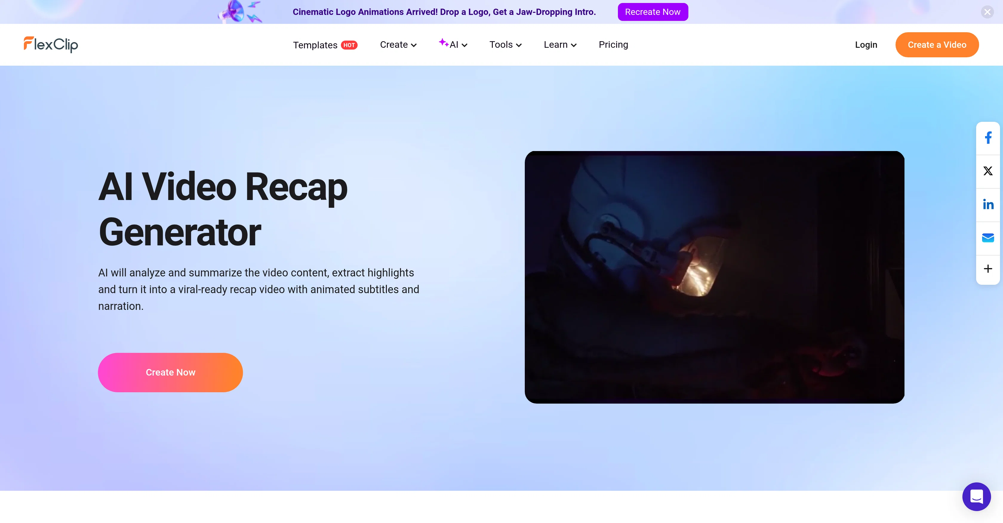 Flexclip Video Recap Maker website
