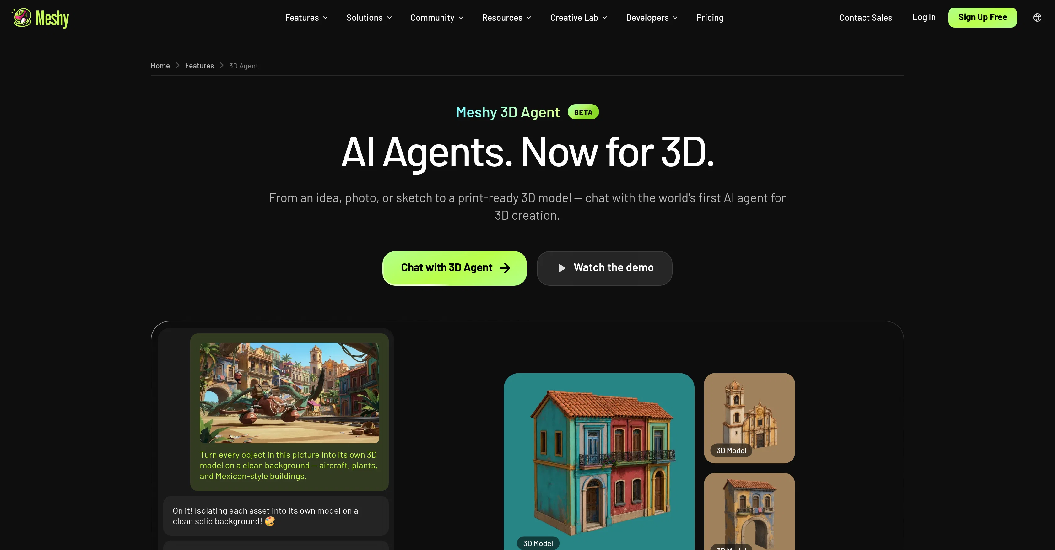 Meshy 3D Agent website