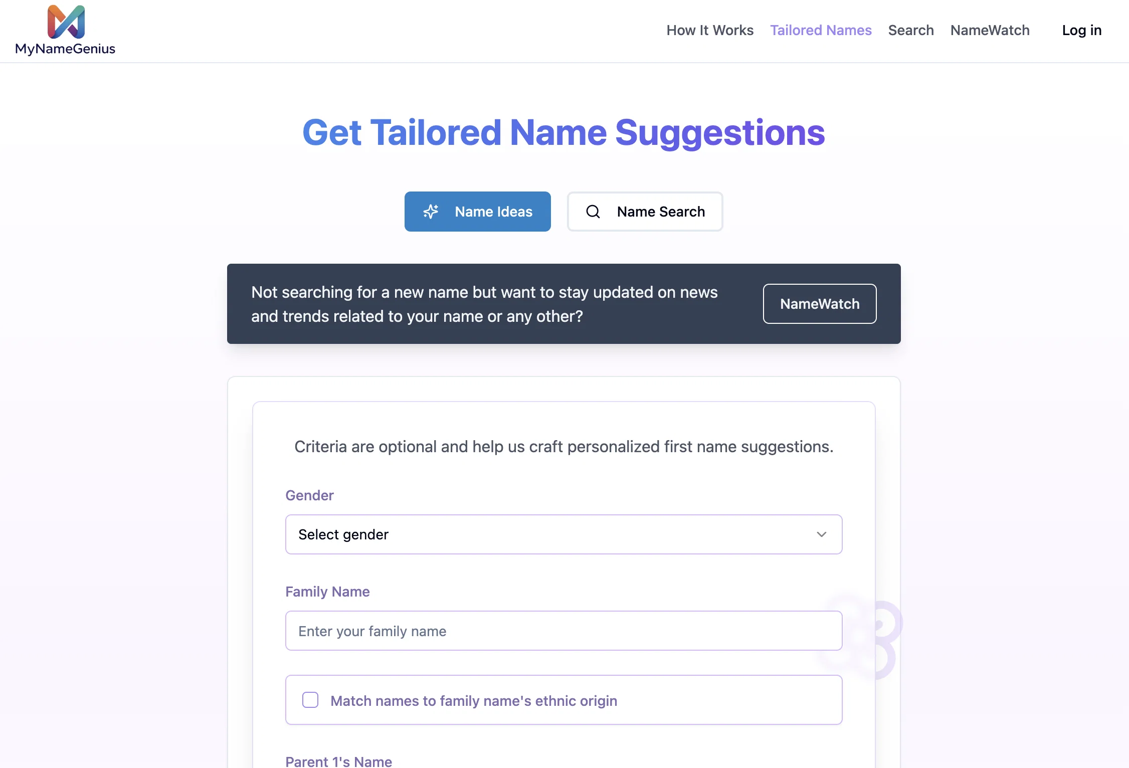 myNameGenius website