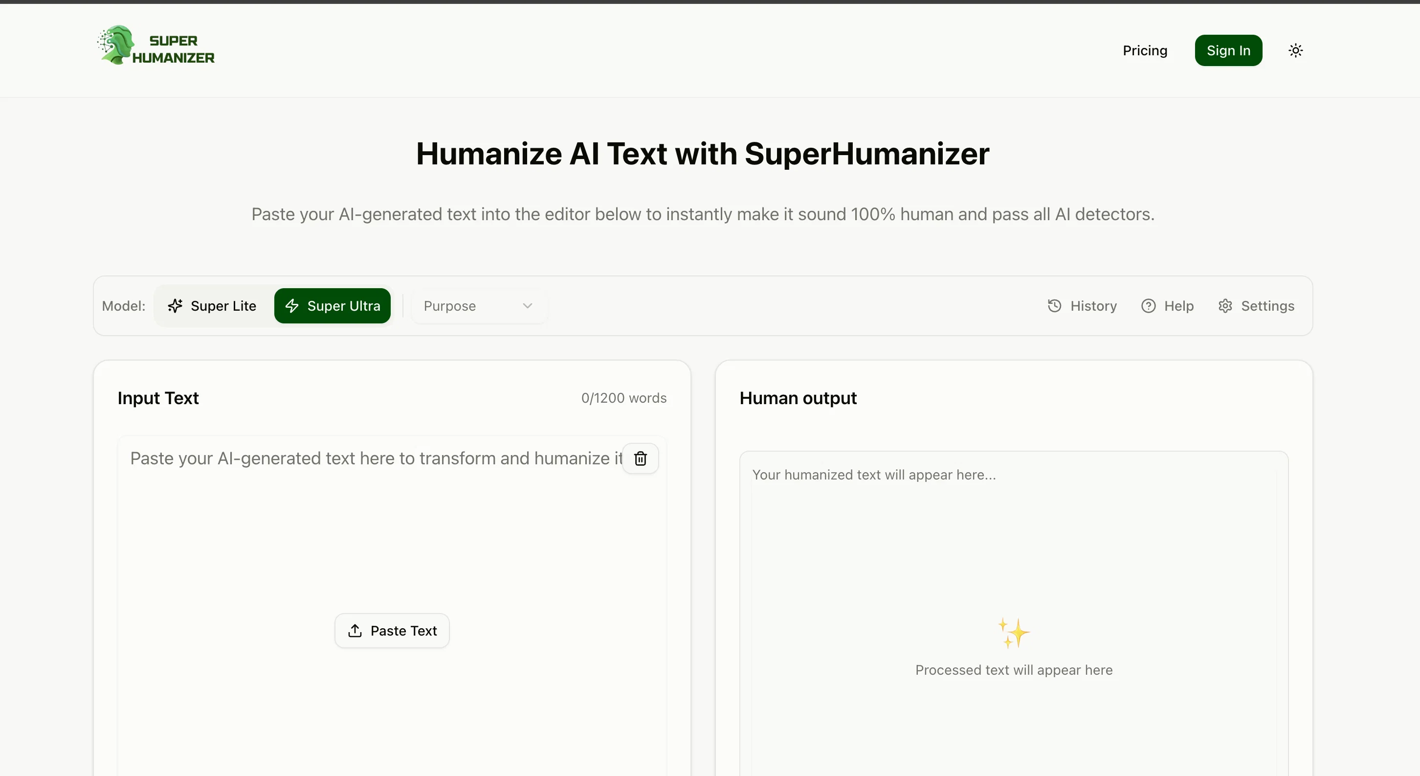 SuperHumanizer website