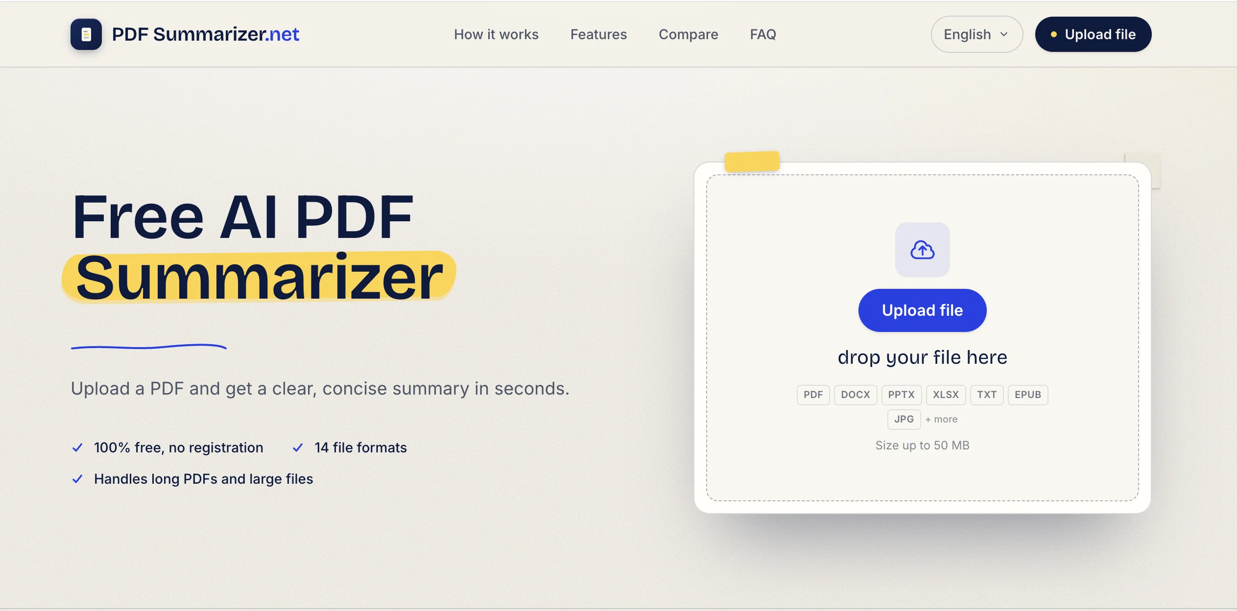 PDFSummarizer.net website