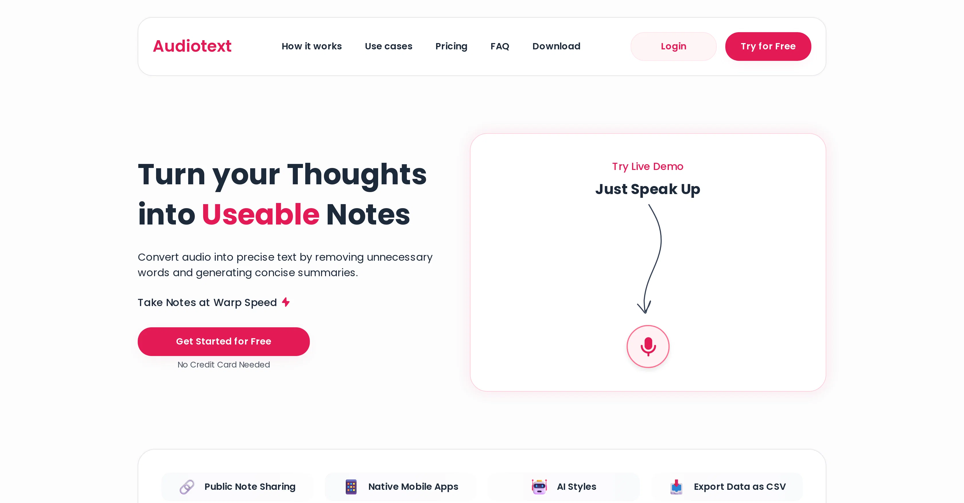 Audiotext Ai website