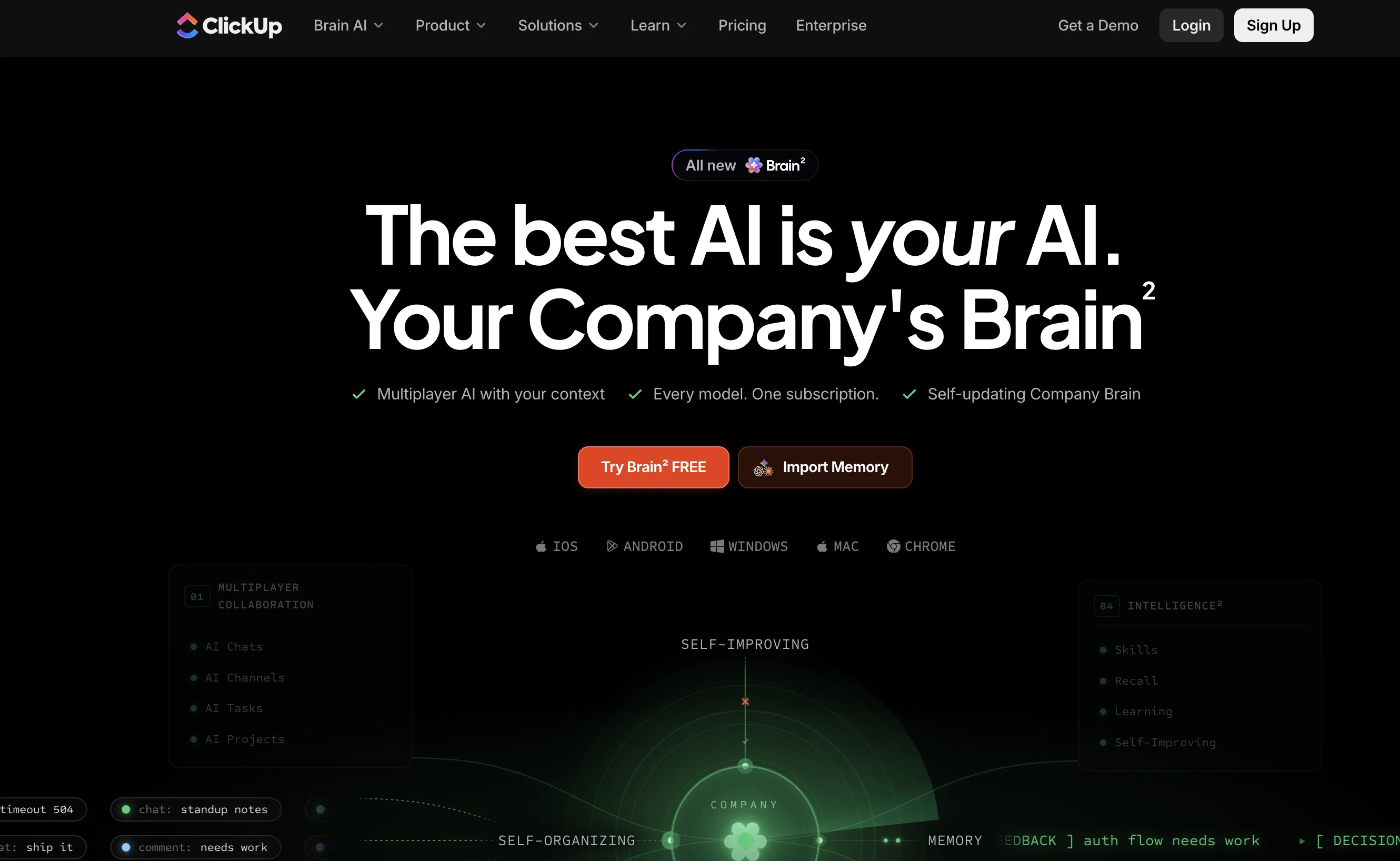 ClickUp | Brain website