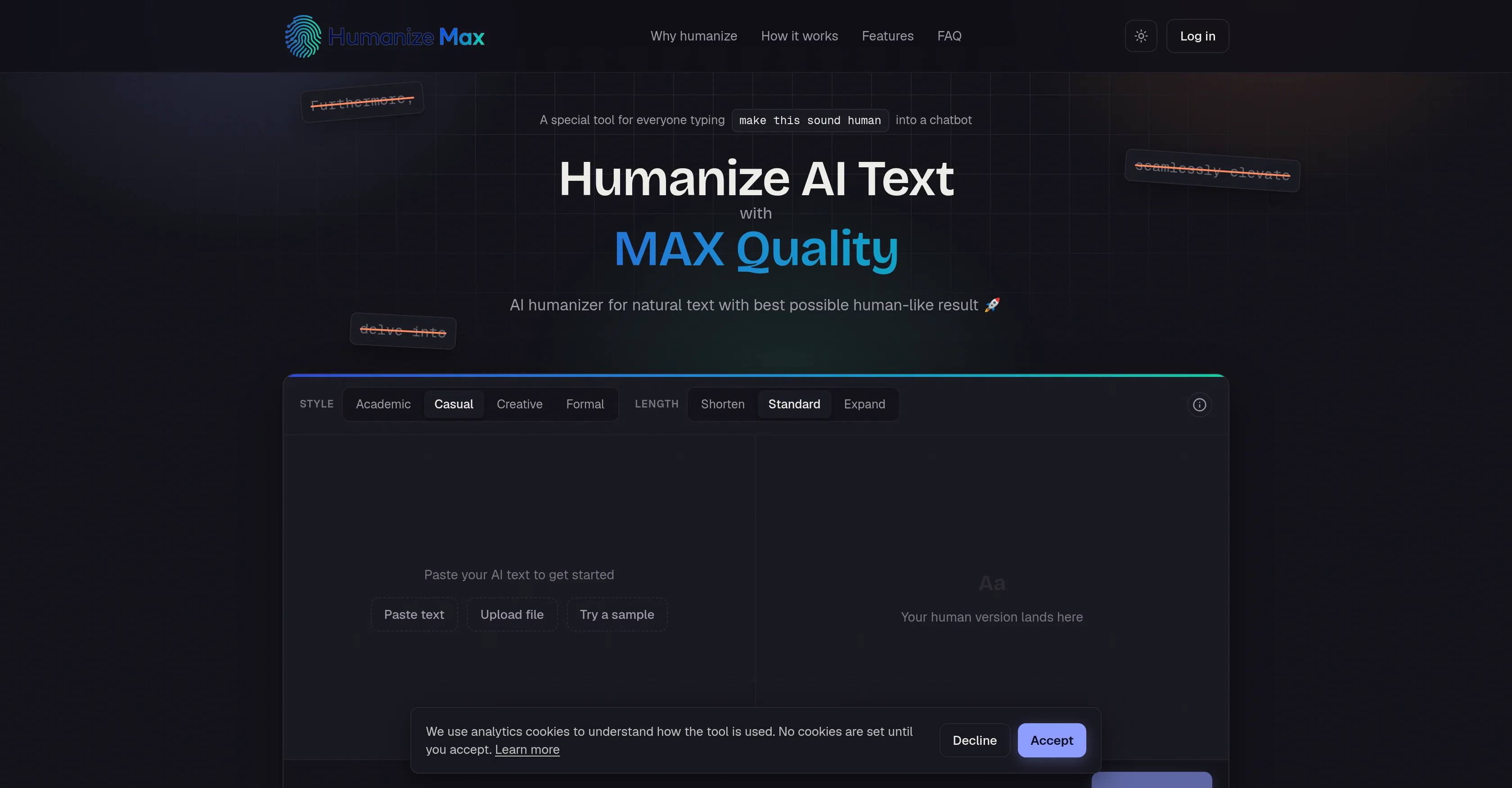 Humanize Max website