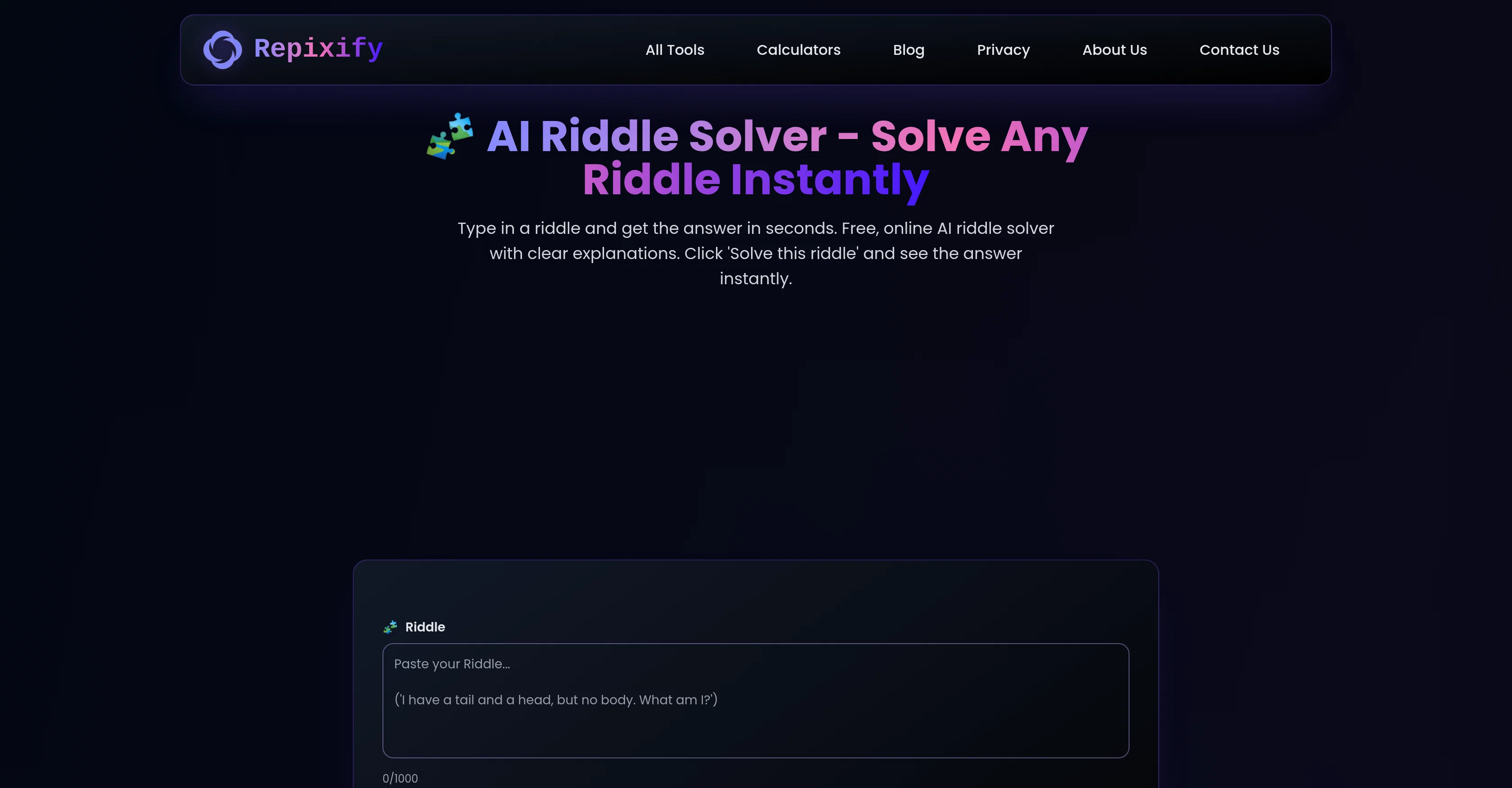 Repixify | Riddle Solver website
