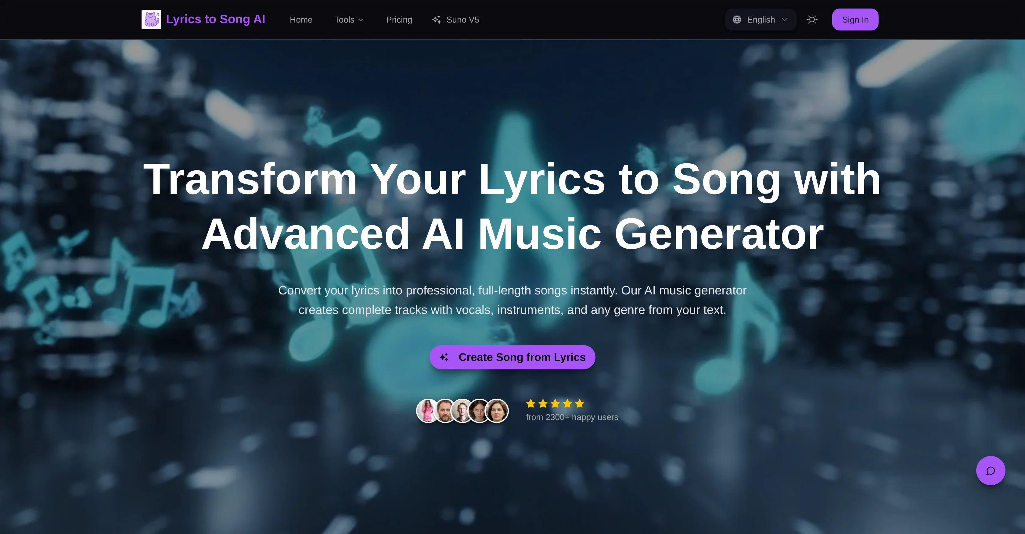 Lyrics to Song AI website