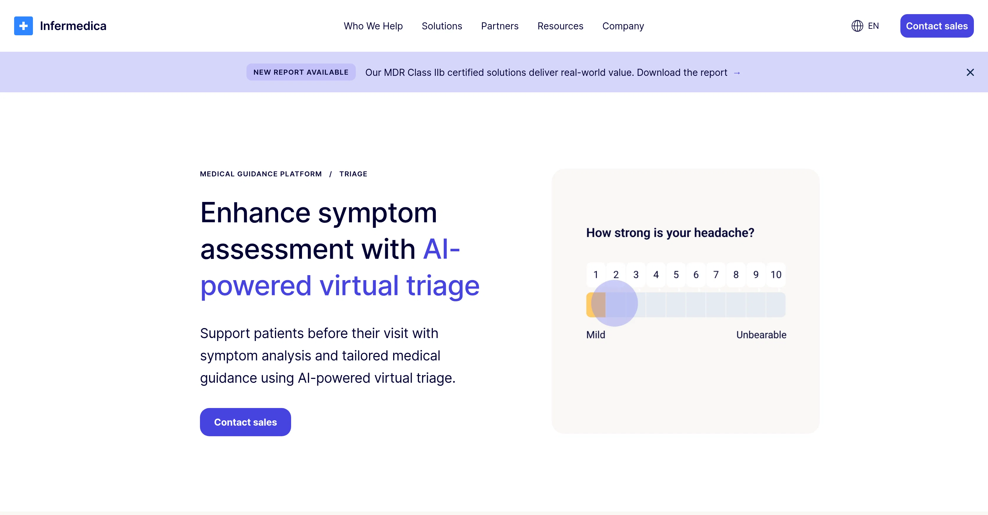 AI Triage by Infermedica website