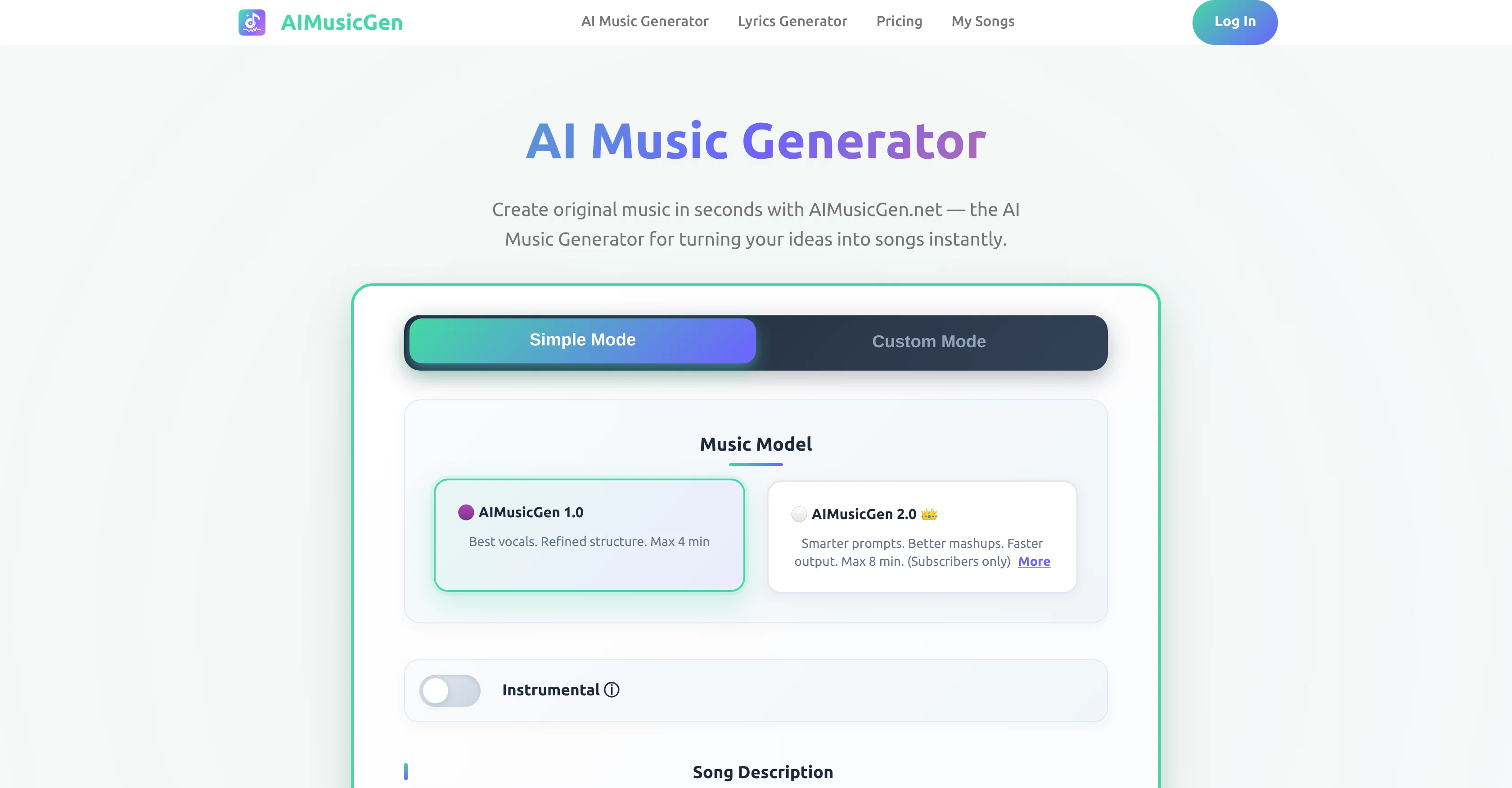 AIMusicGen.net website