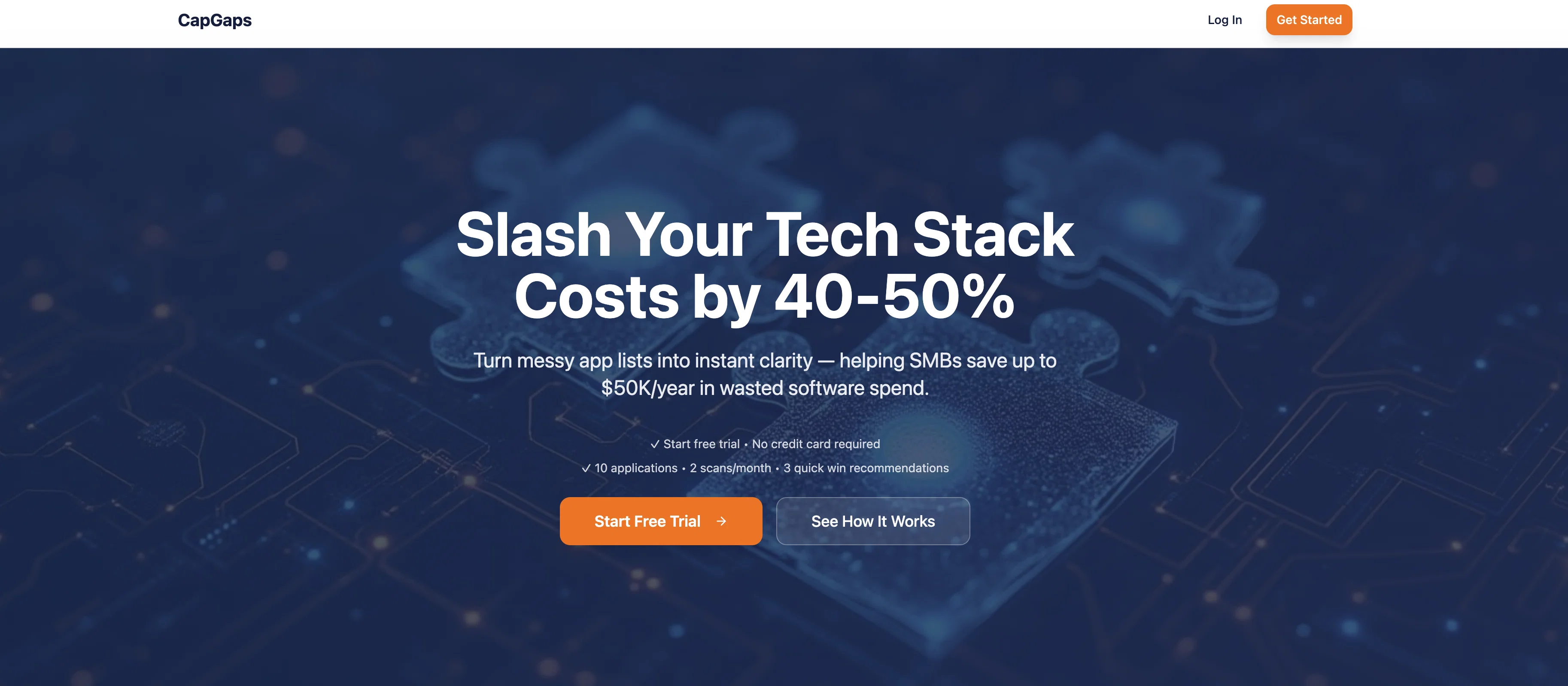 CapGaps - Slash Your Tech Stack Costs by 40-50% website