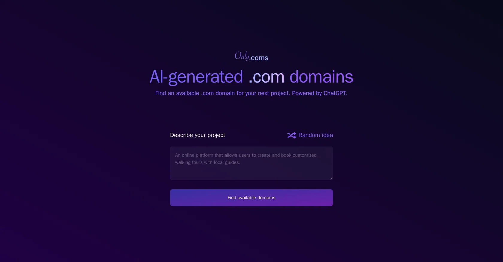 Only.Coms website
