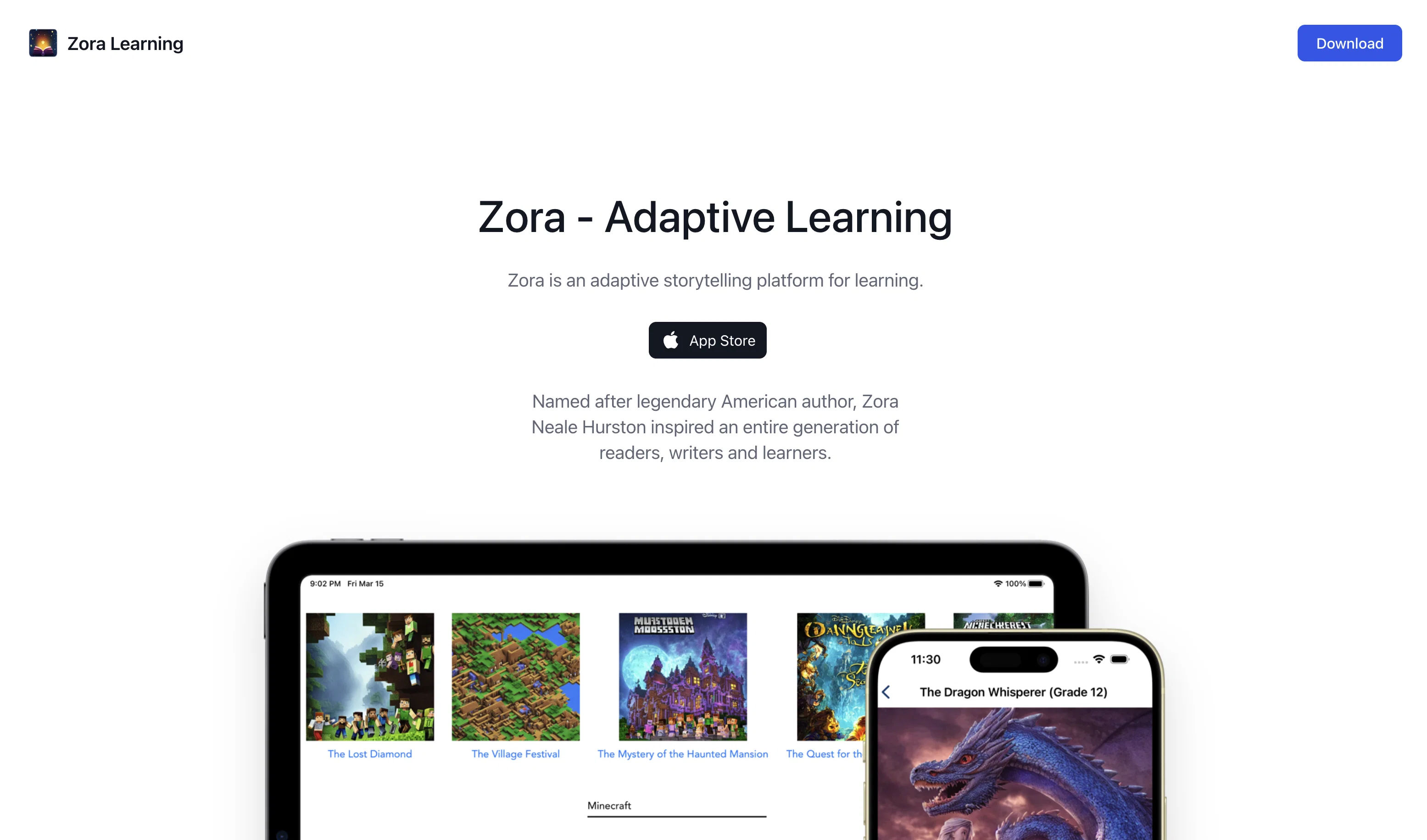 Zora - Adaptive Learning website