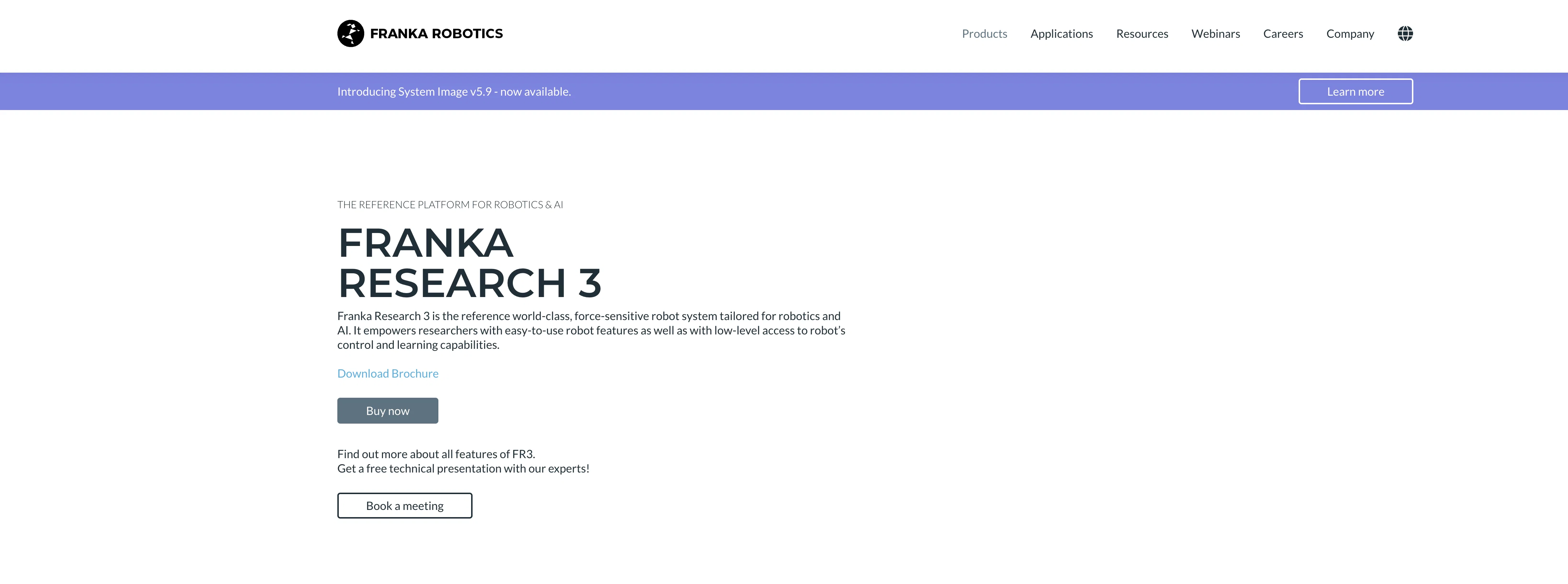 Franka Research 3 website