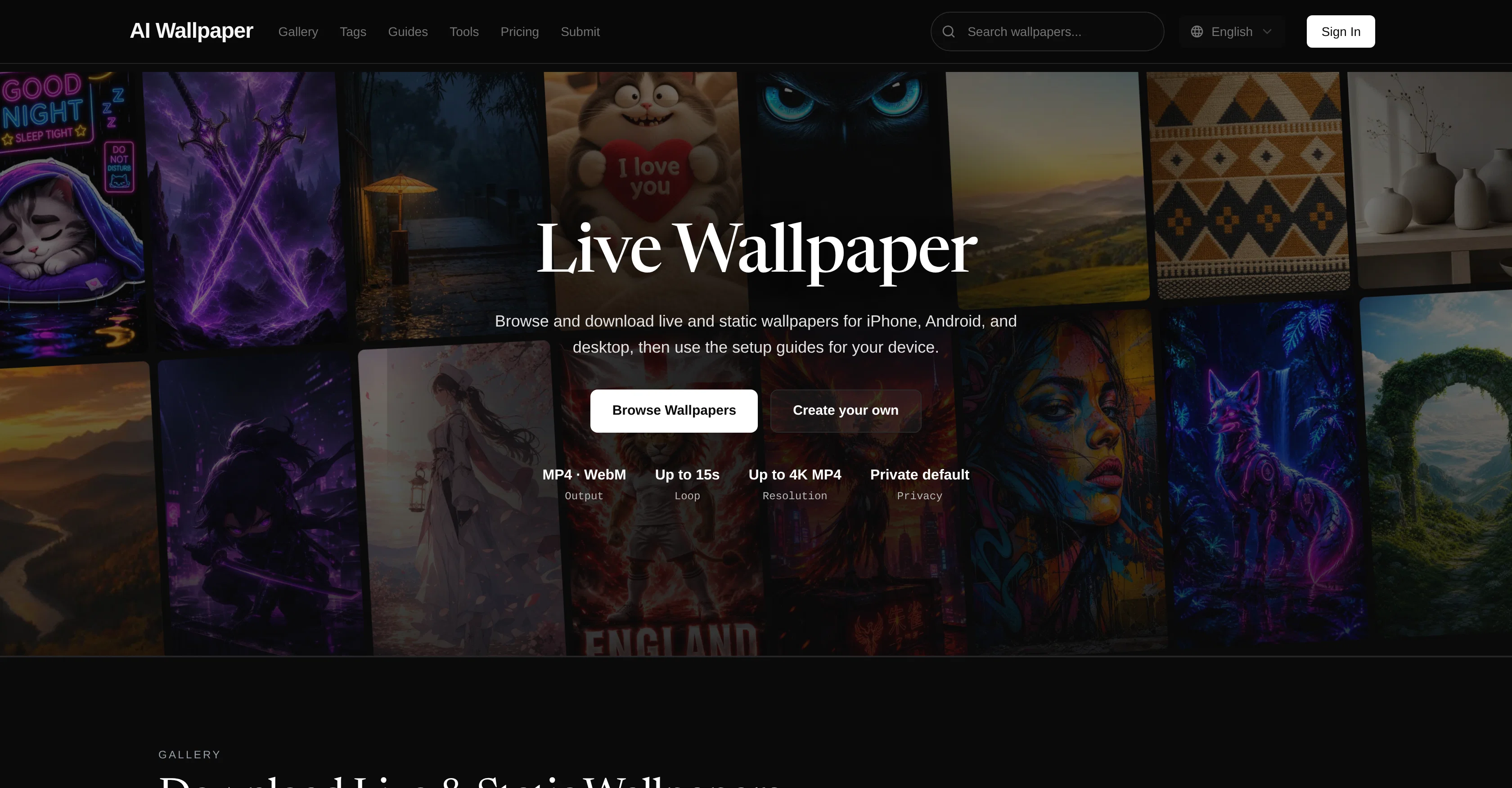 AI Wallpaper website
