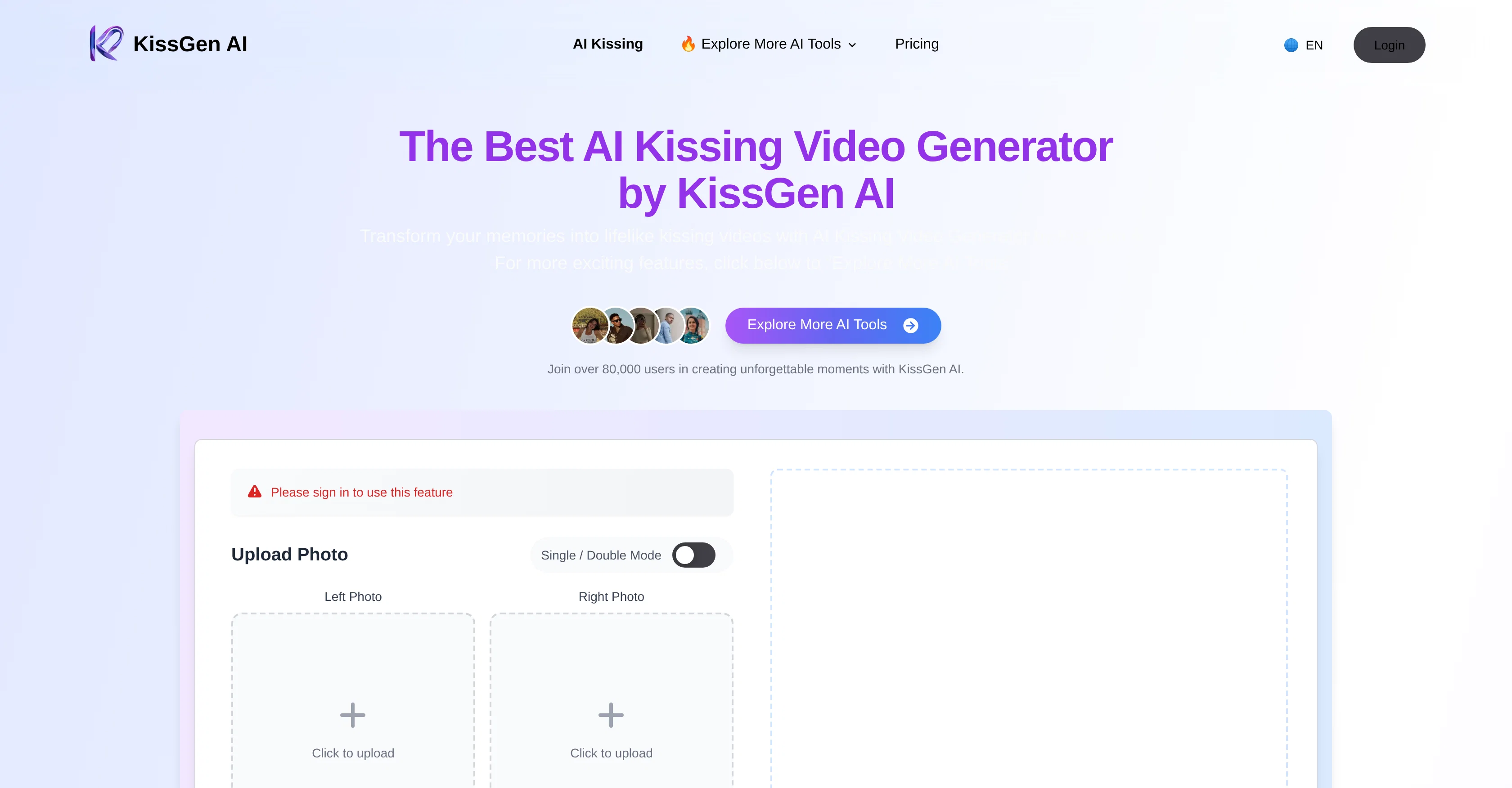 KissGen AI website