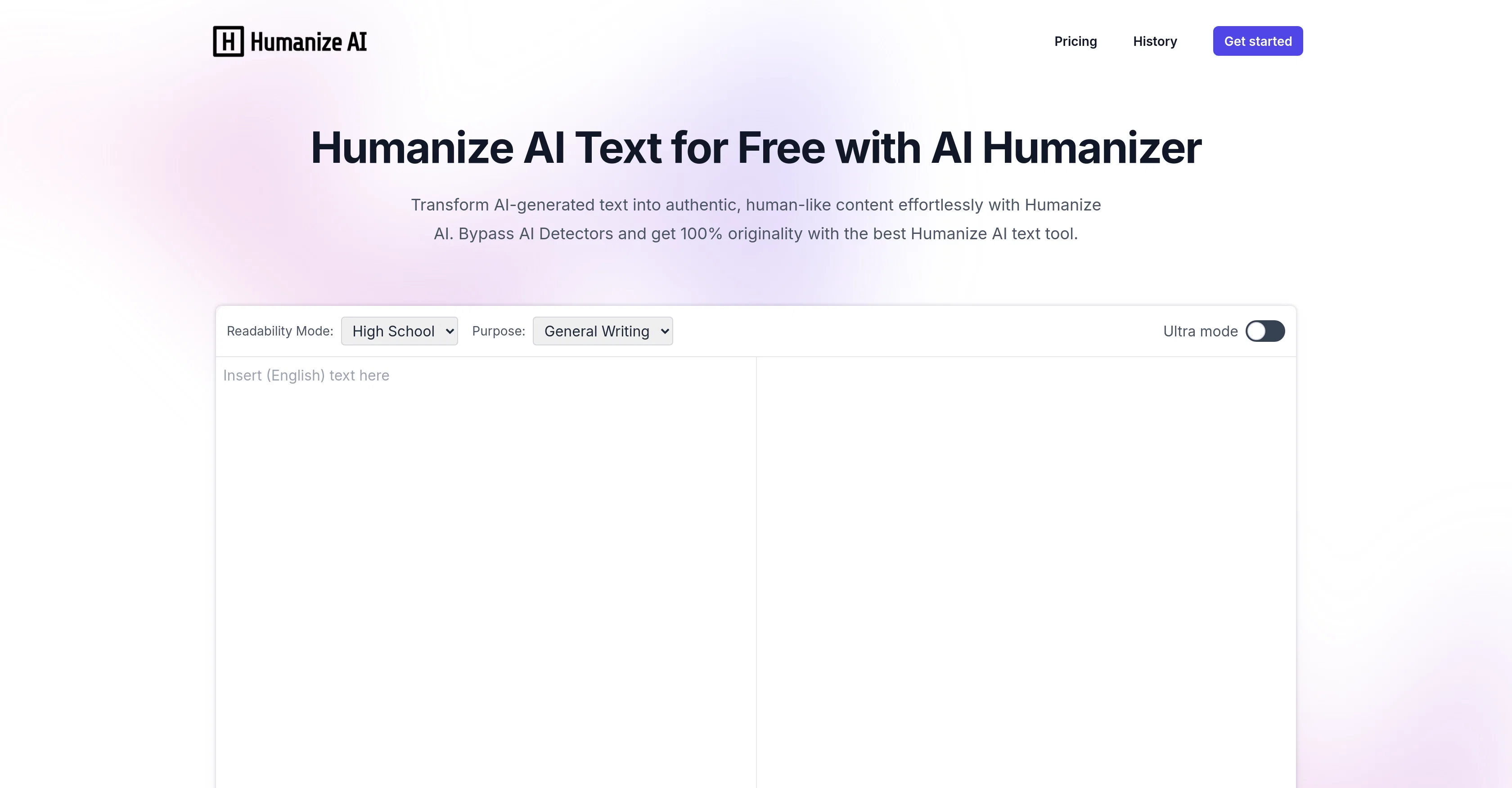Humanize AI website