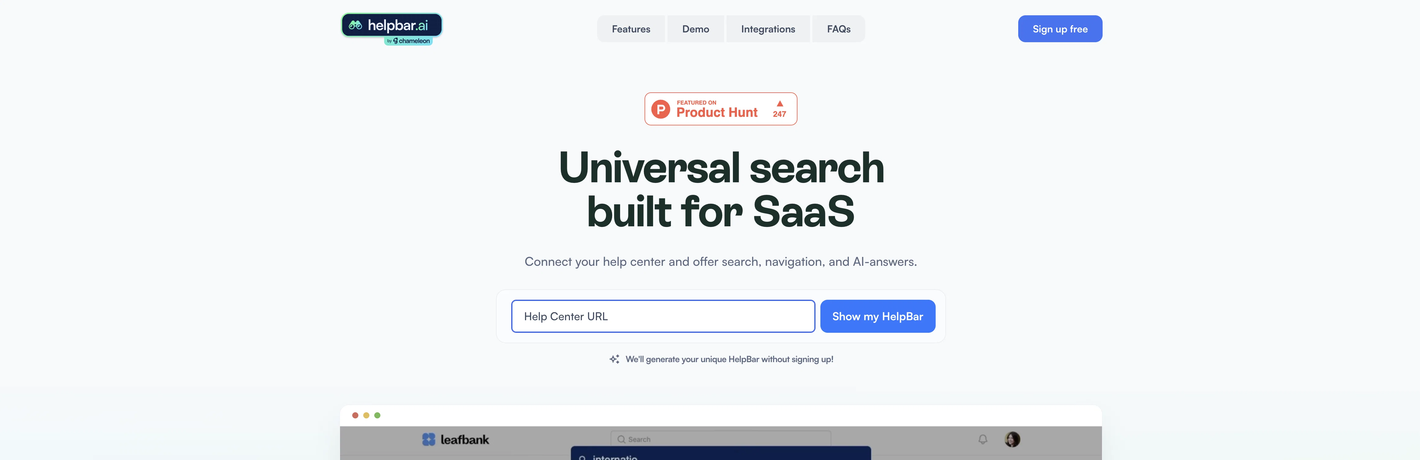 Helpbar website