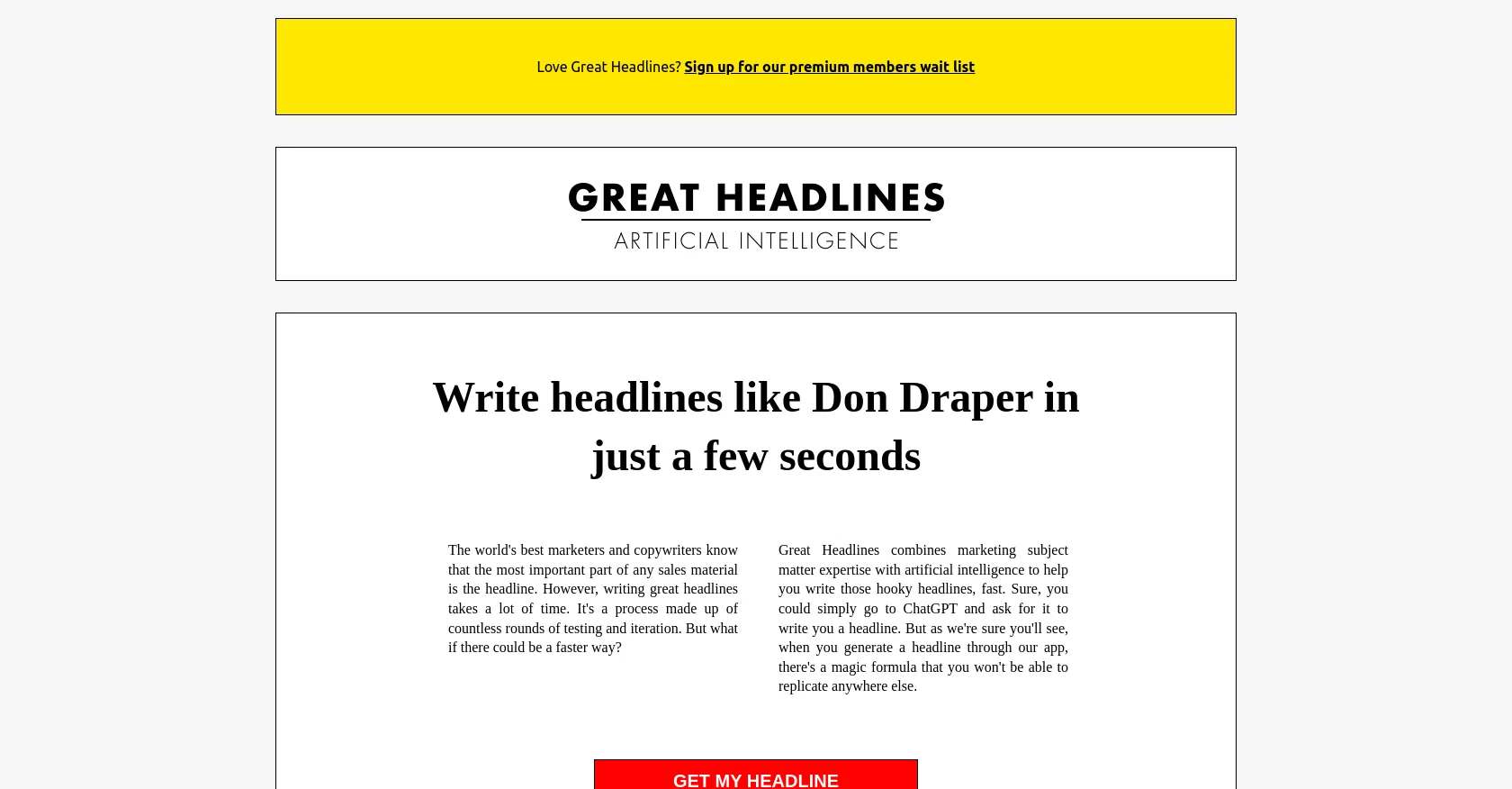 Great Headlines website