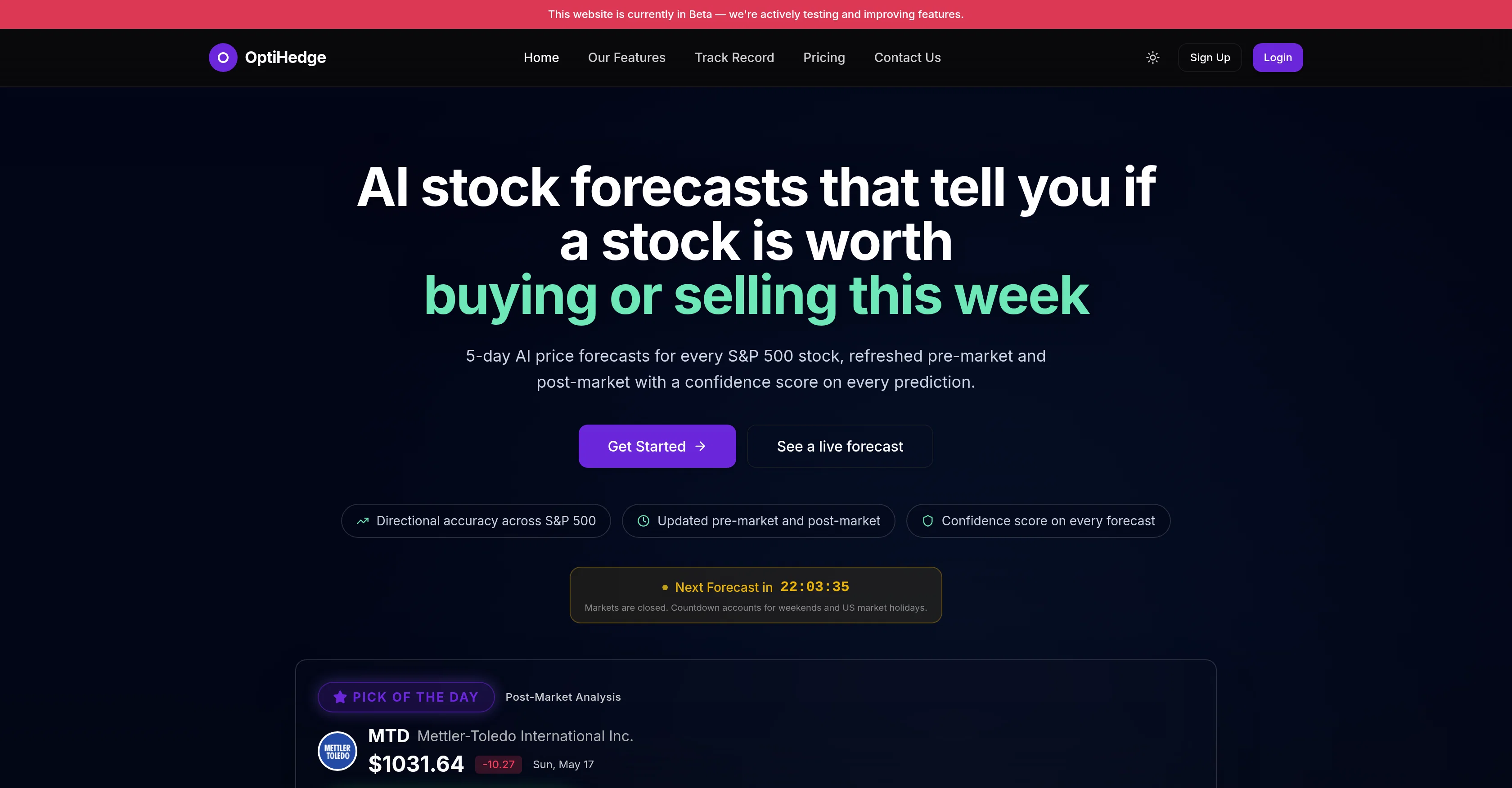 OptiHedge website
