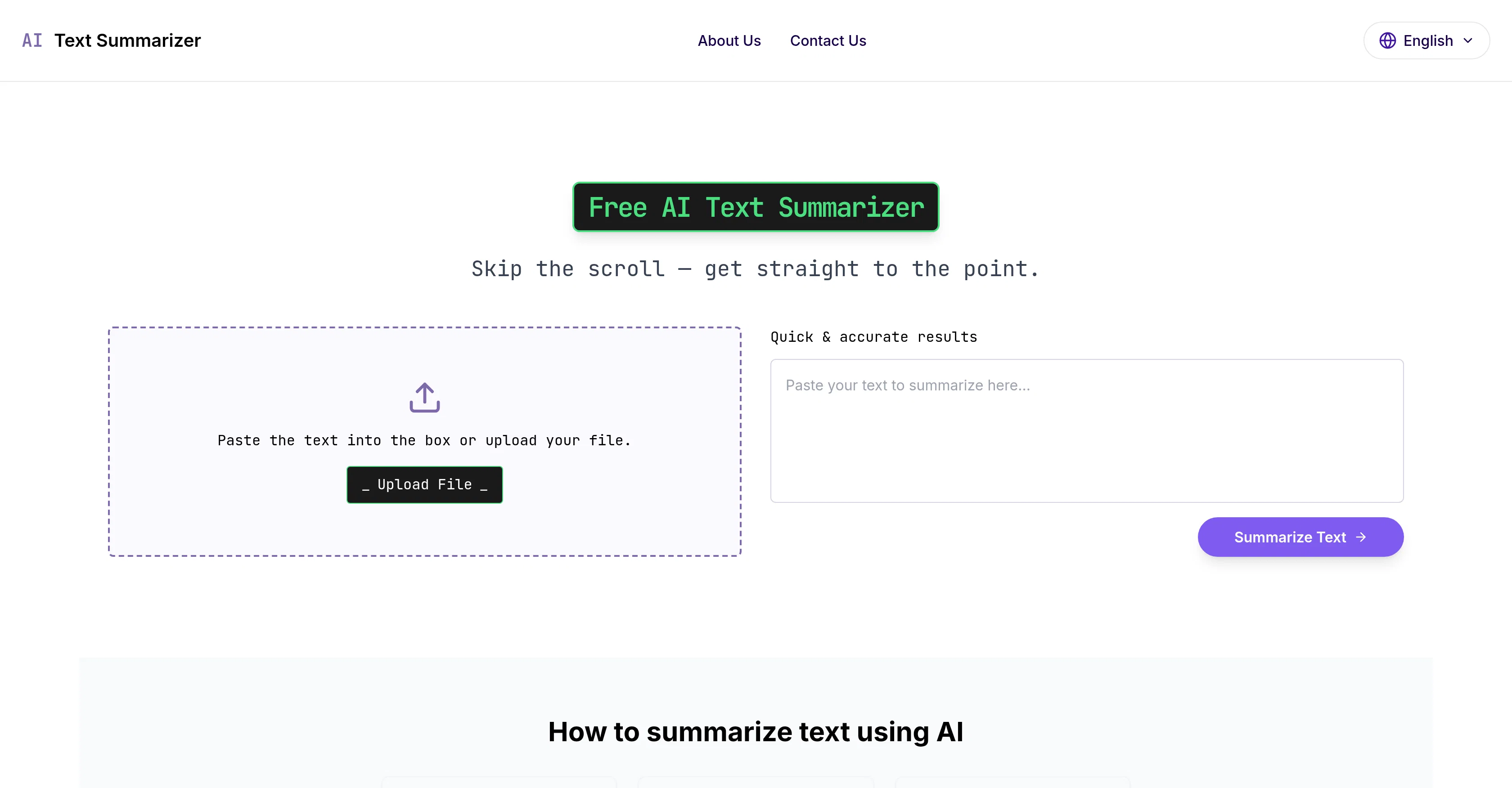 AI Text Summarizer website