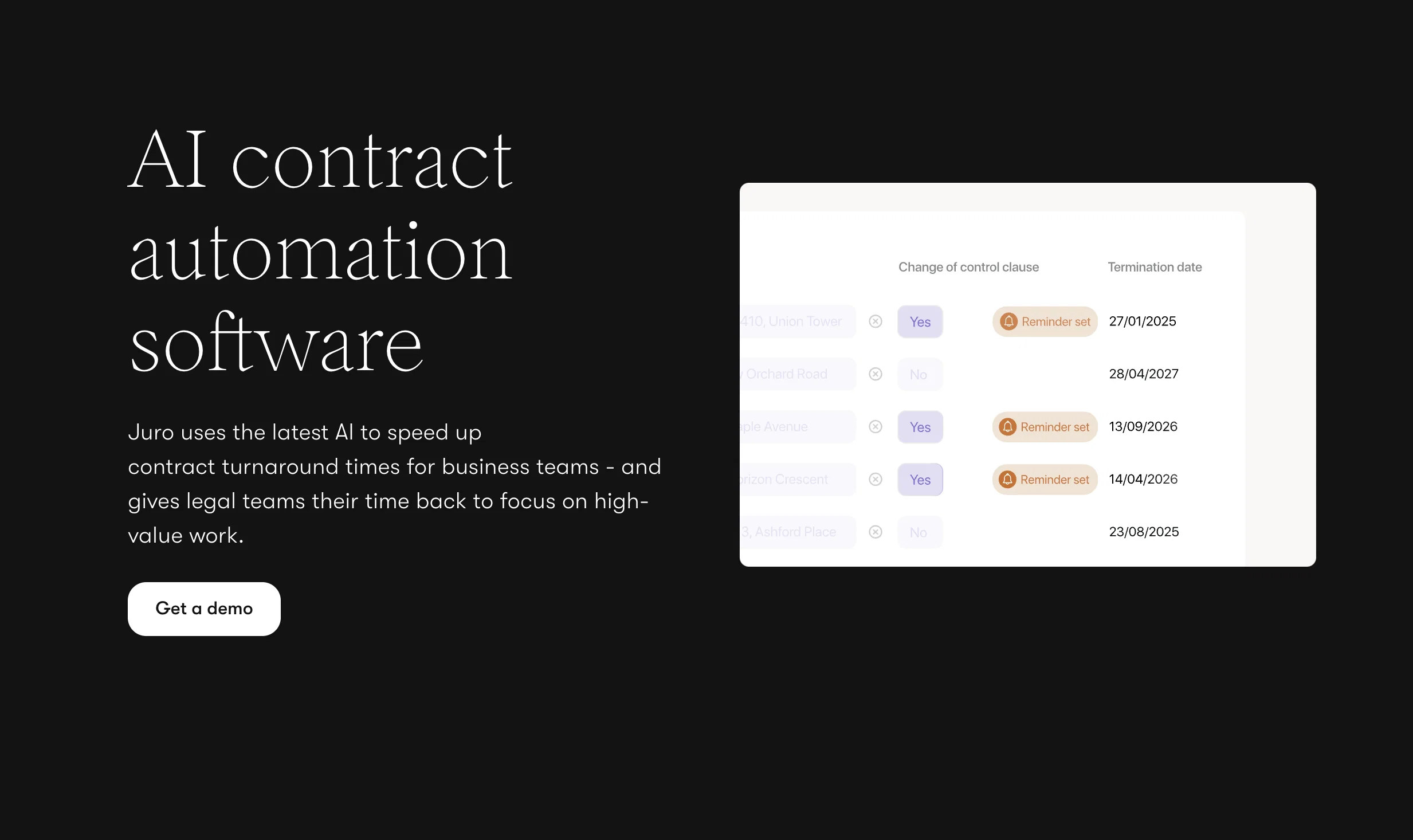 Juro's Legal AI Assistant website