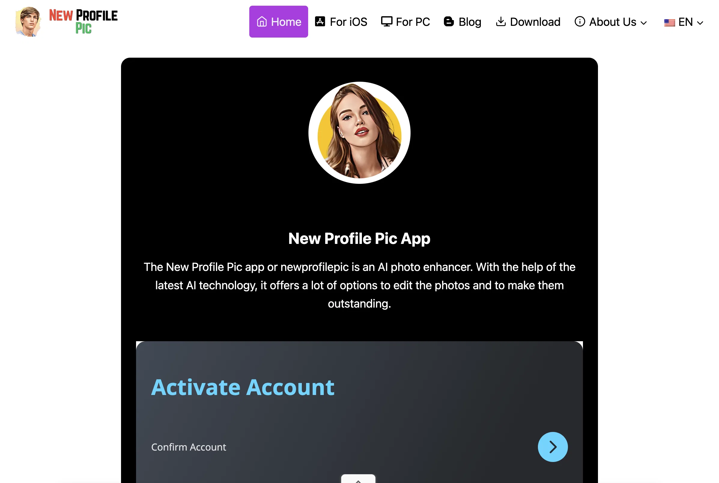 NewProfilePic App website