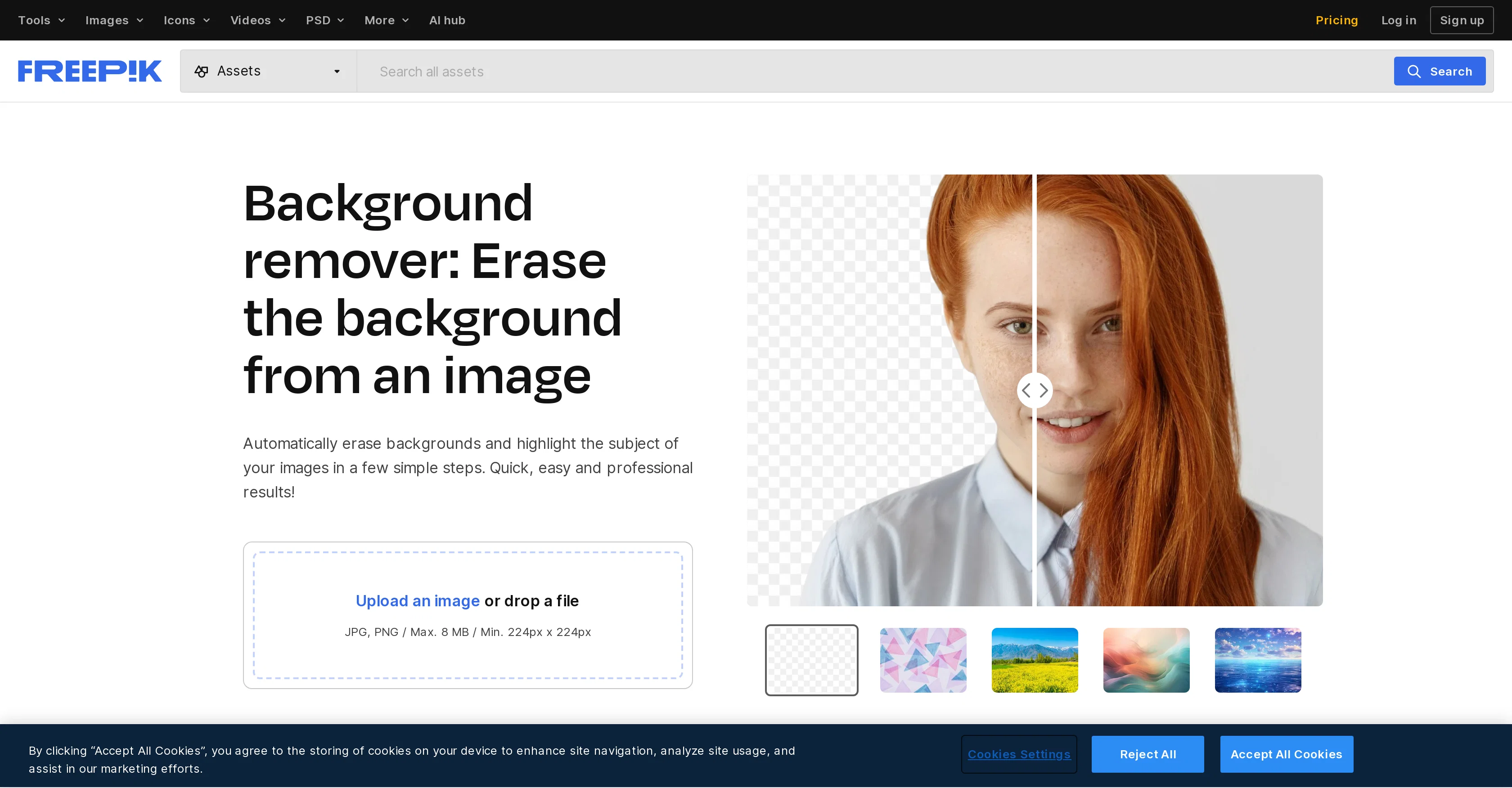 Freepik Background Remover website