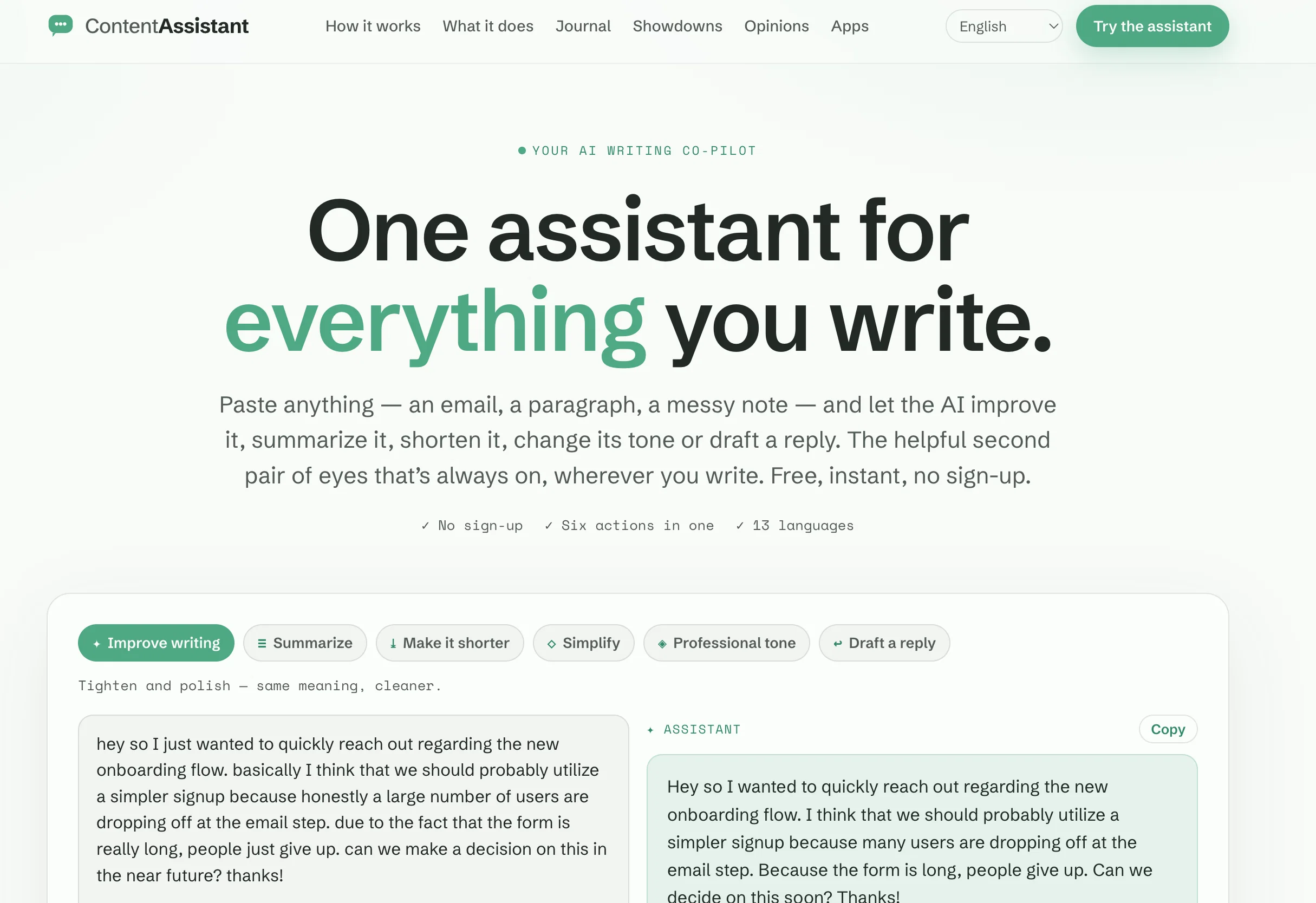 Content Assistant website
