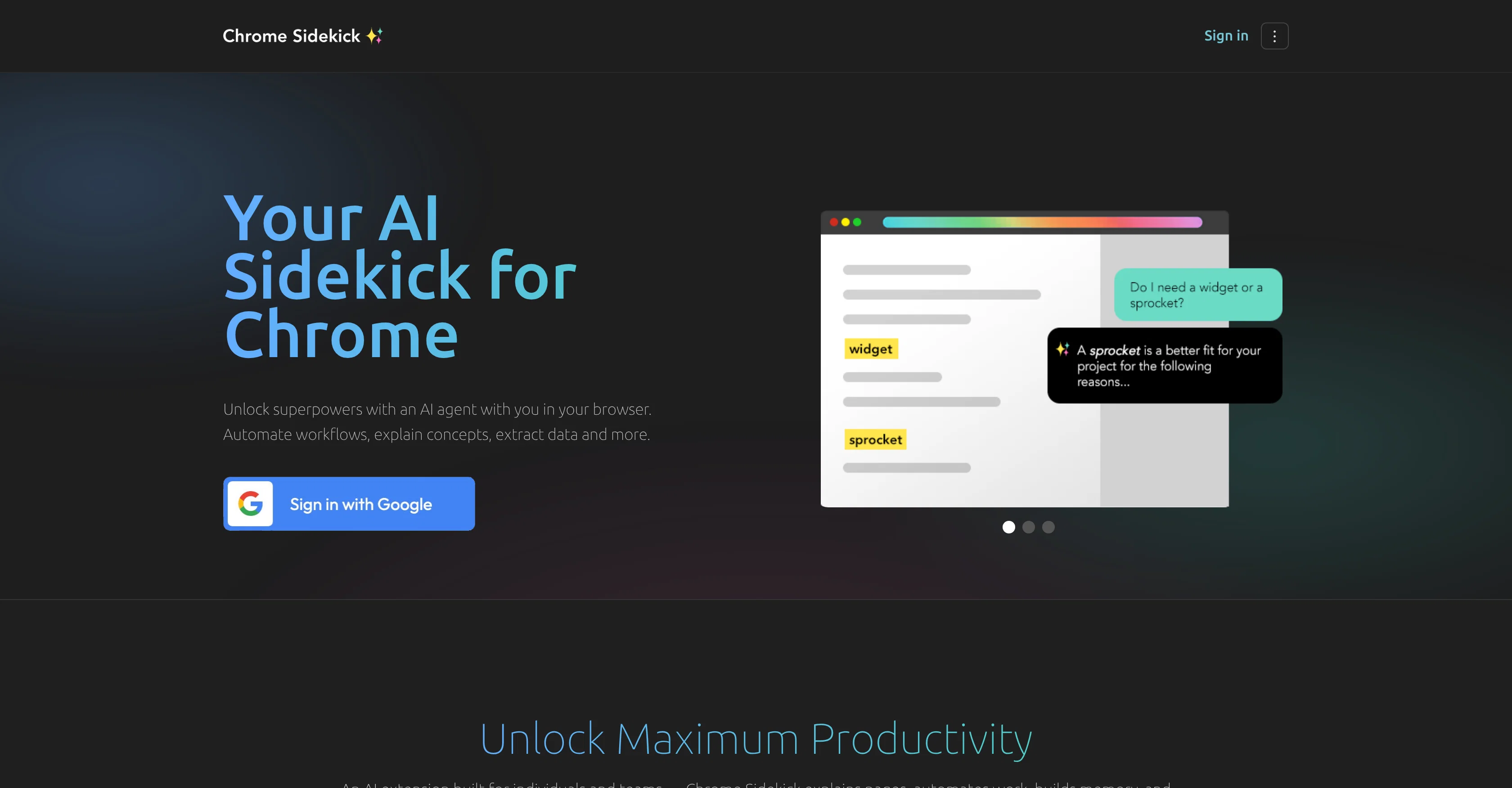 Chrome Sidekick website