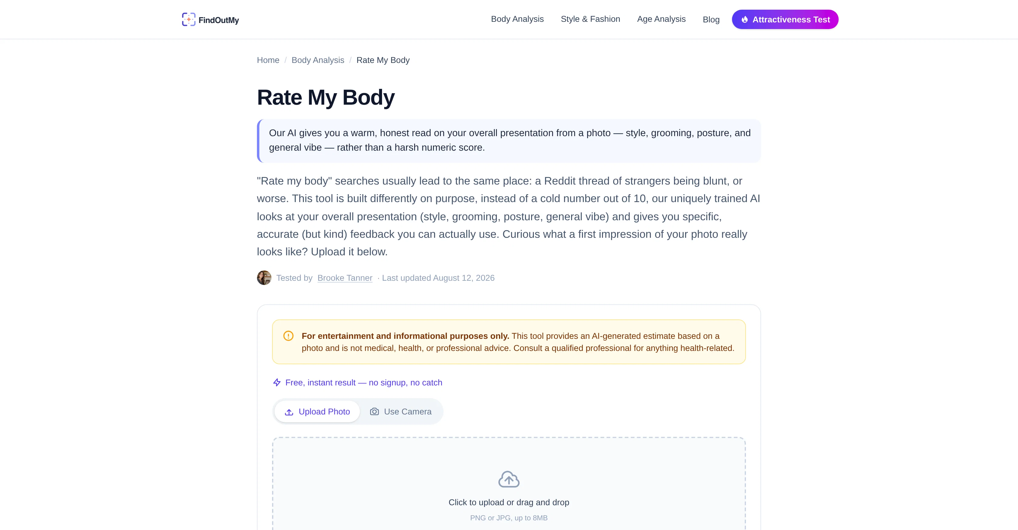 FindOutMy | Rate My Body website