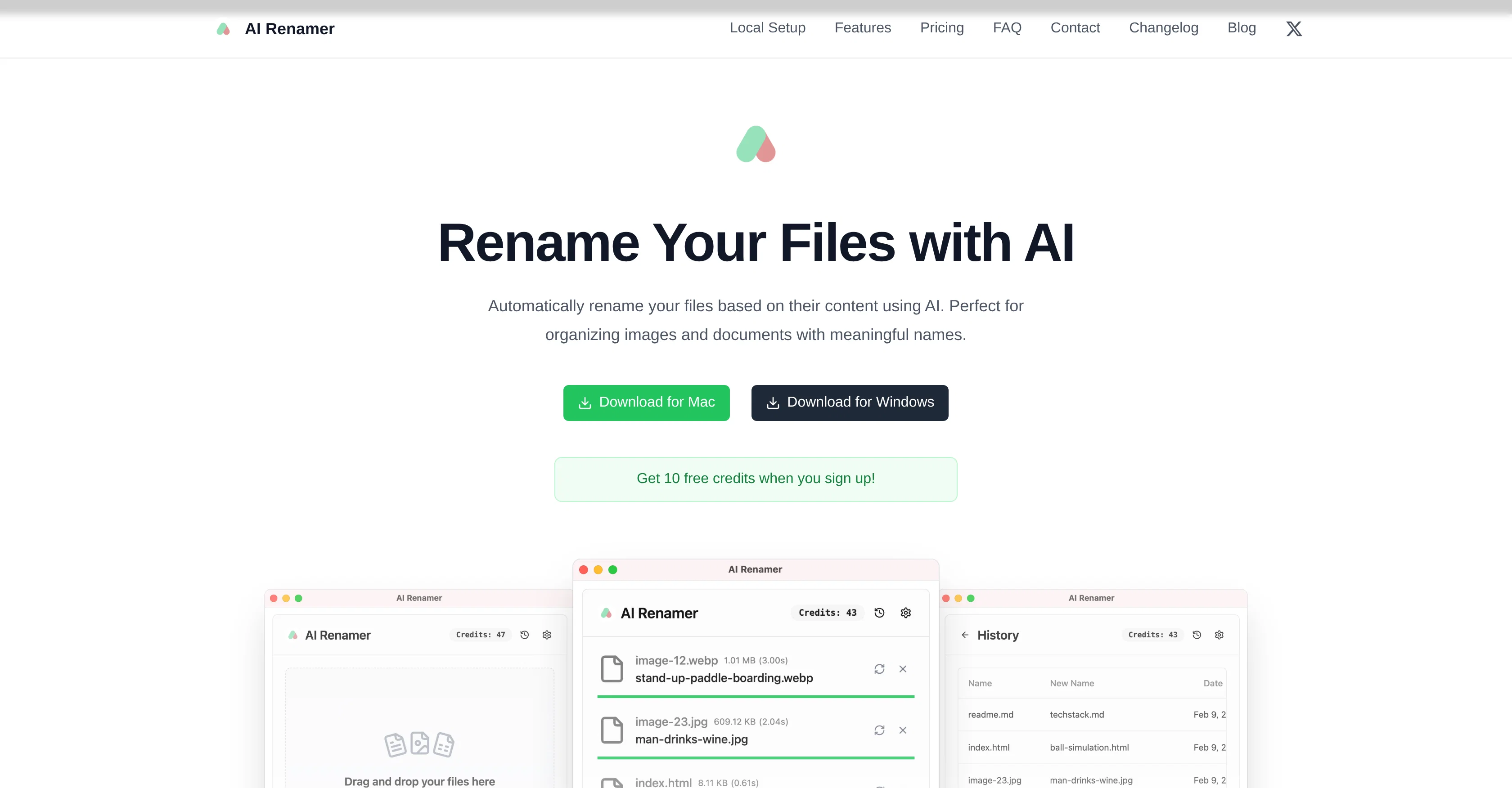 AI Renamer App website