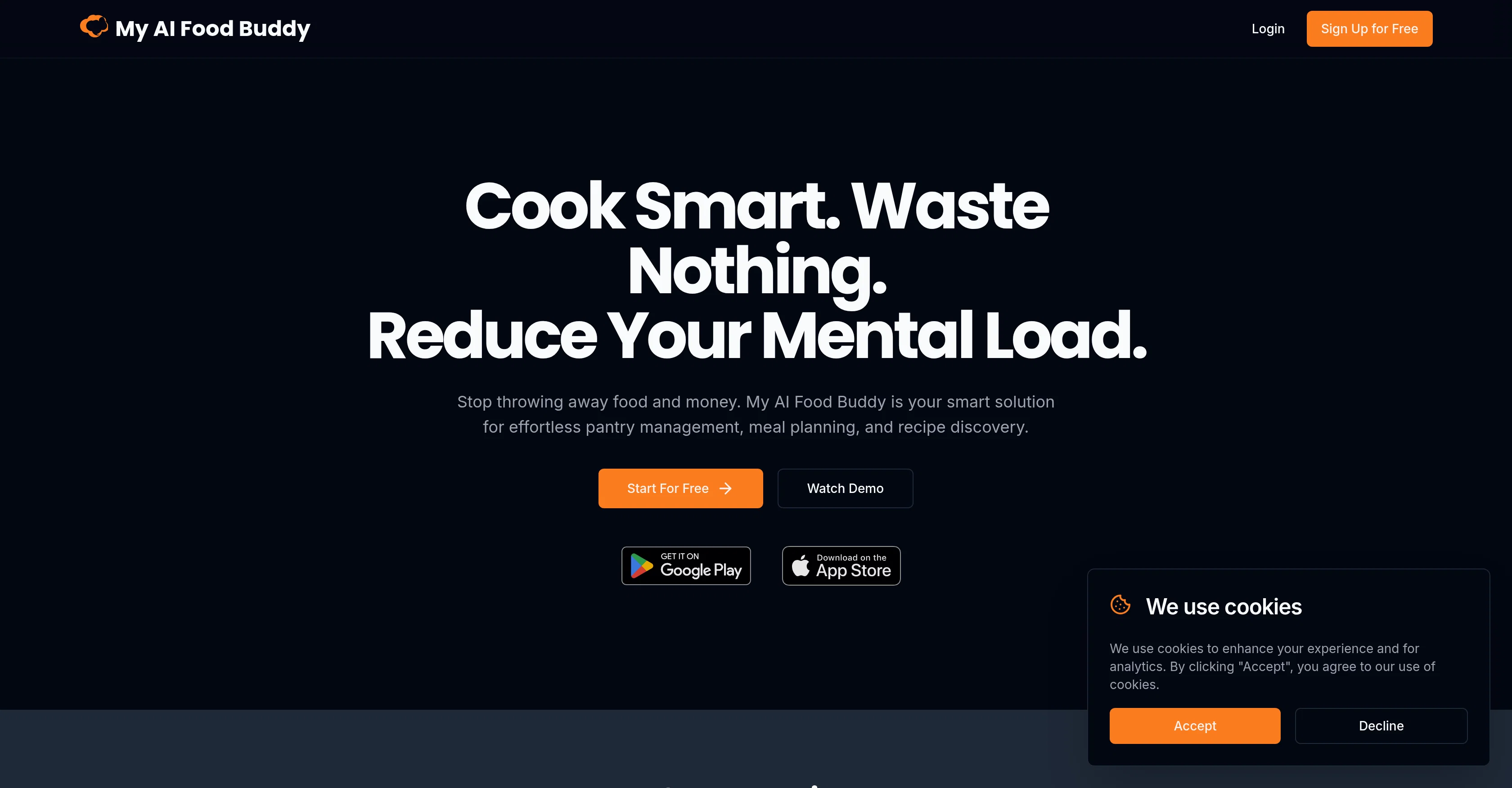 My AI Food Buddy website