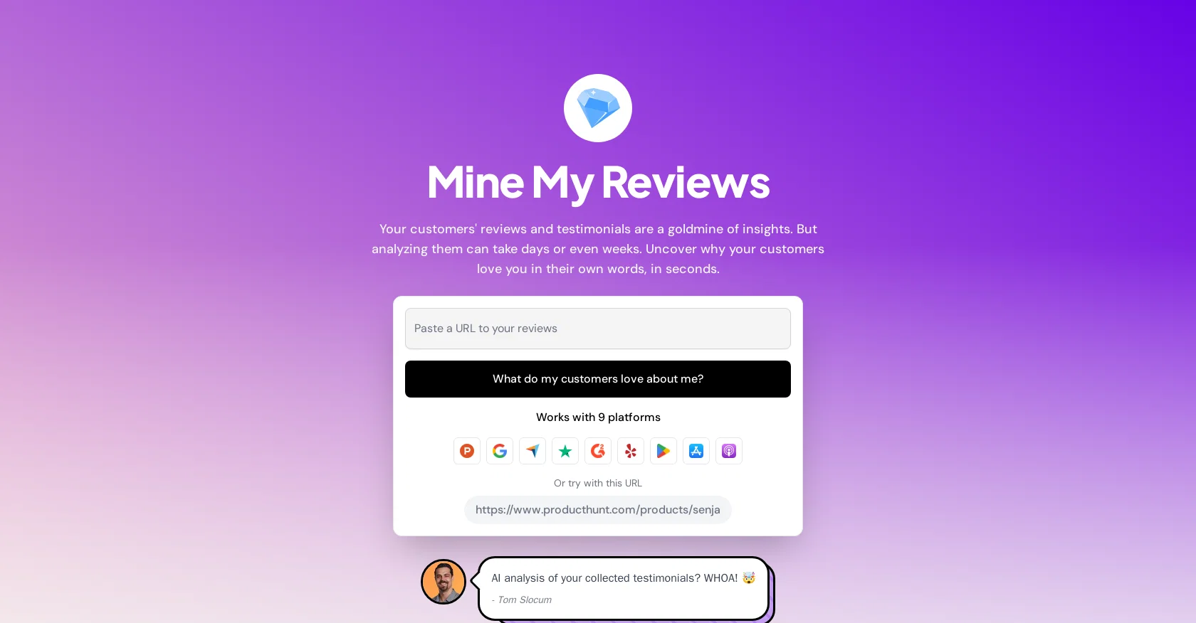 Mine My Reviews website