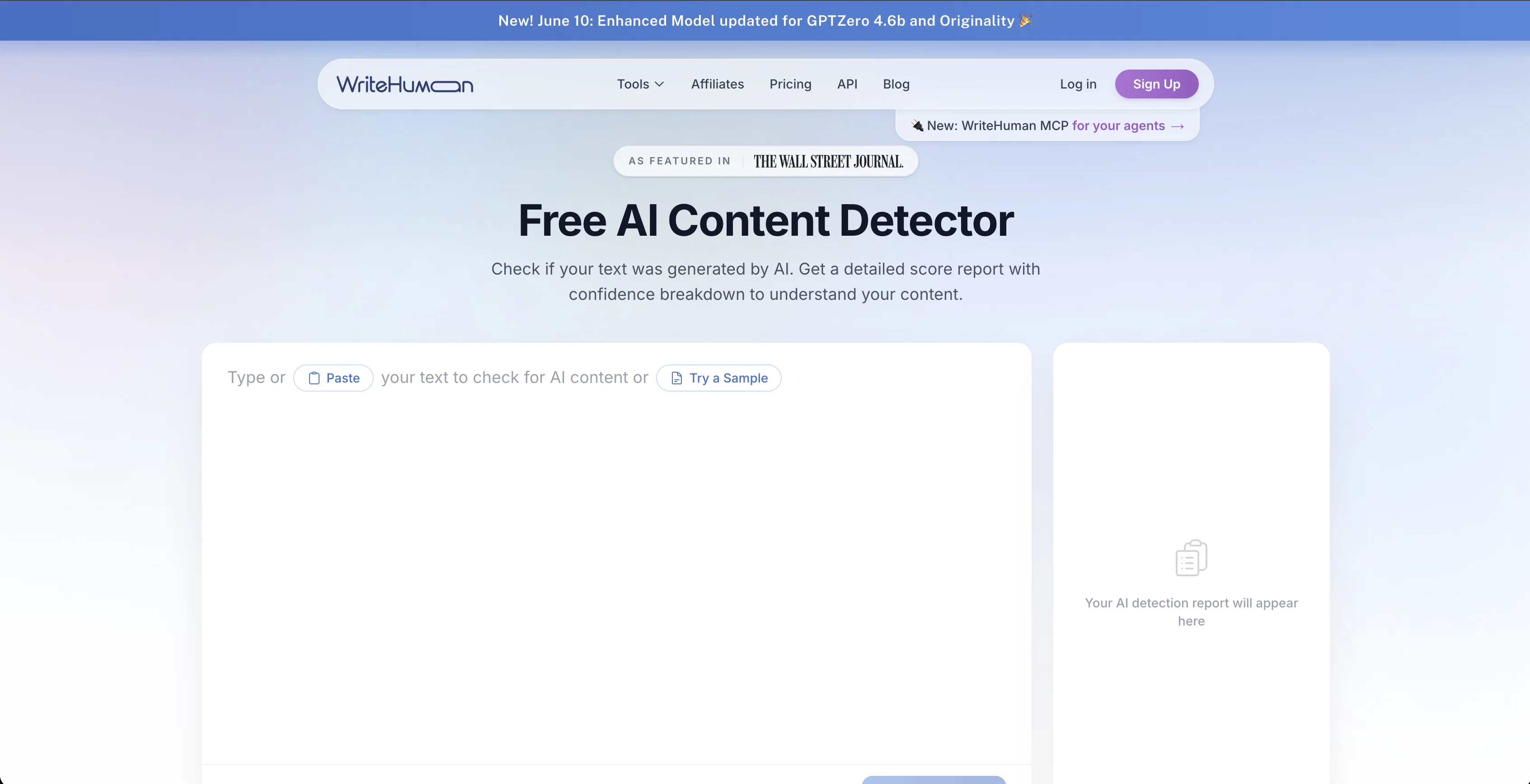 WriteHuman: AI Detector website