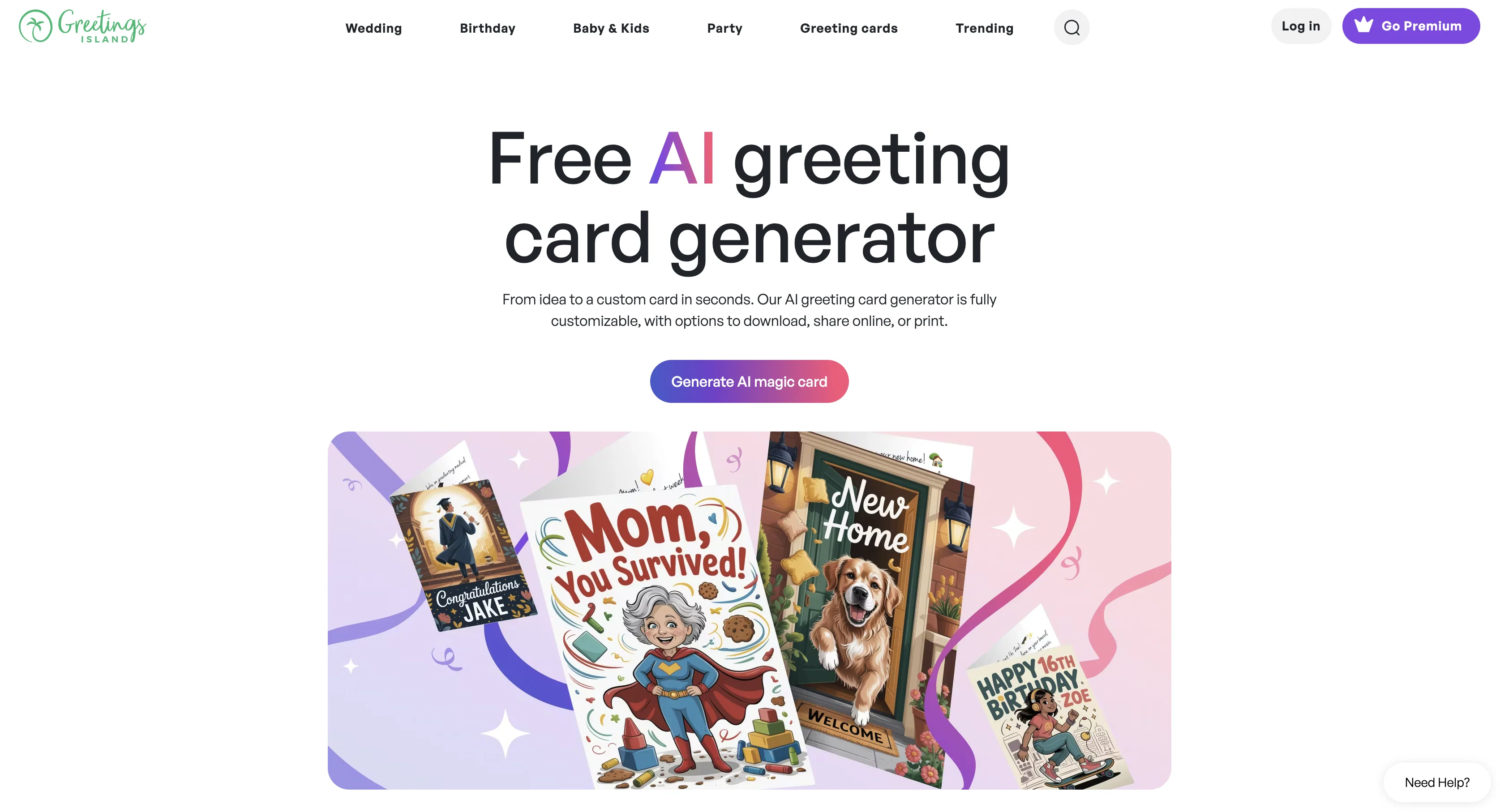 Greetings Island | AI Greeting Card Generator website