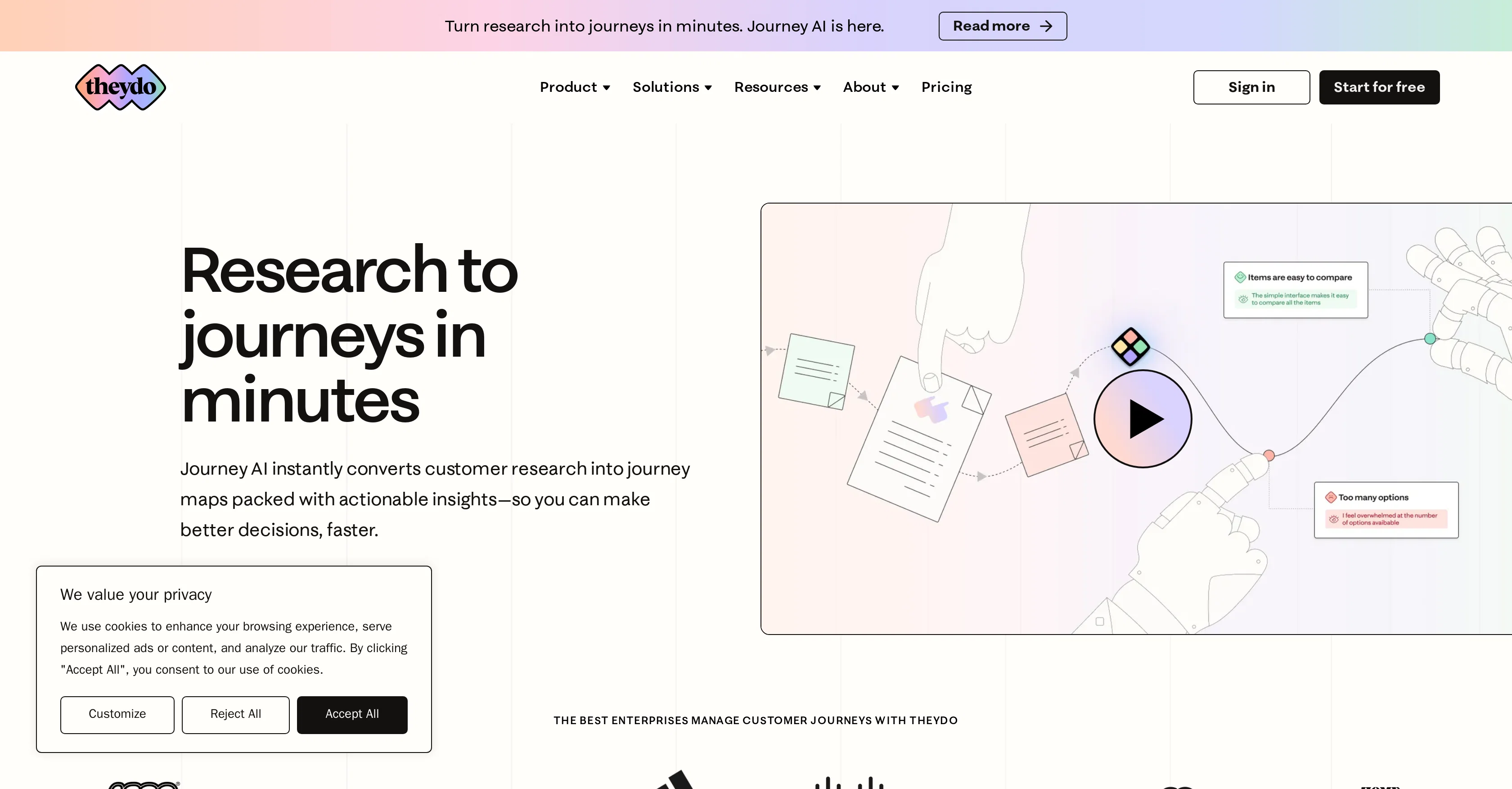 Journey AI by TheyDo website