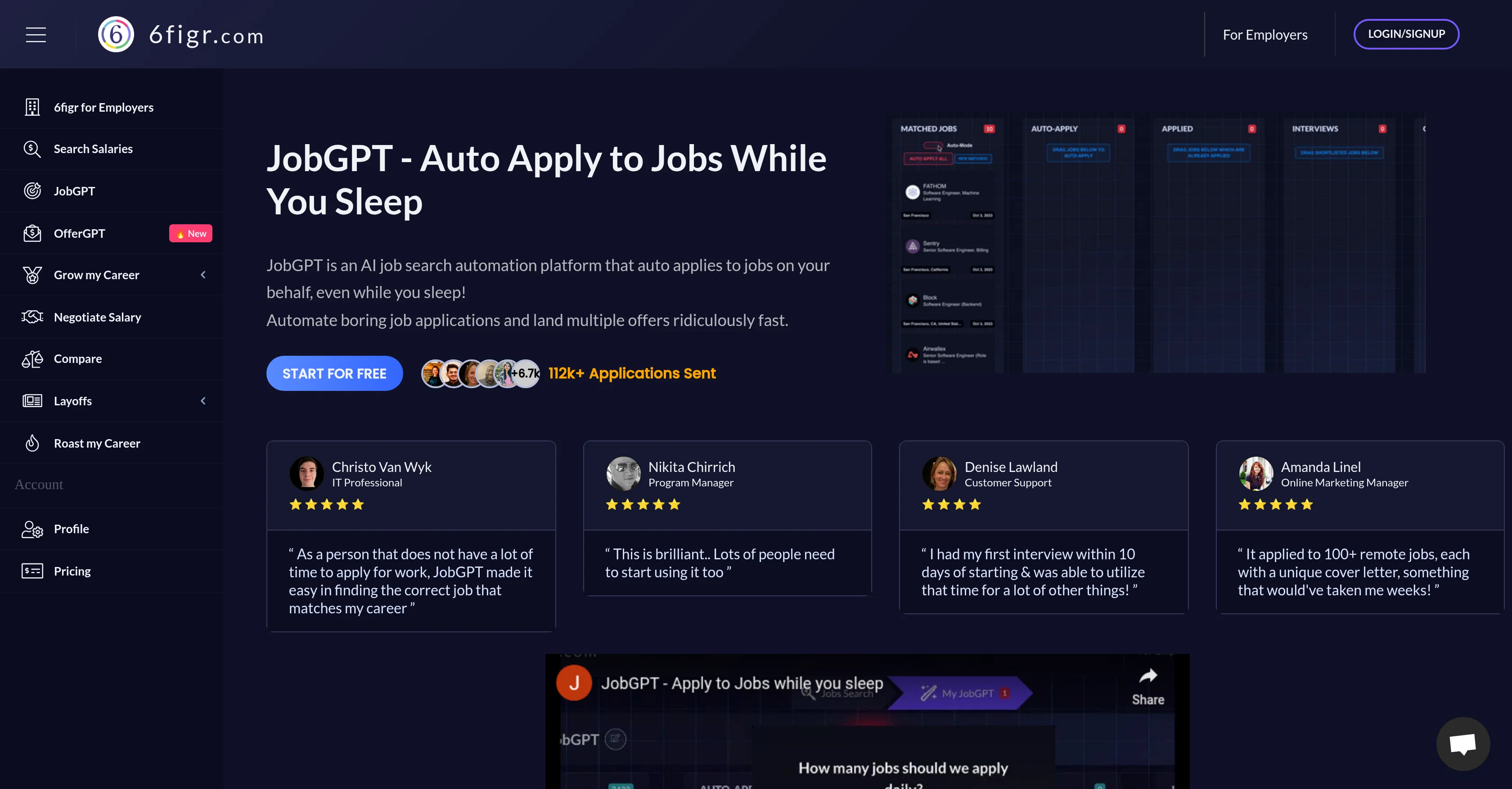 JobGPT website