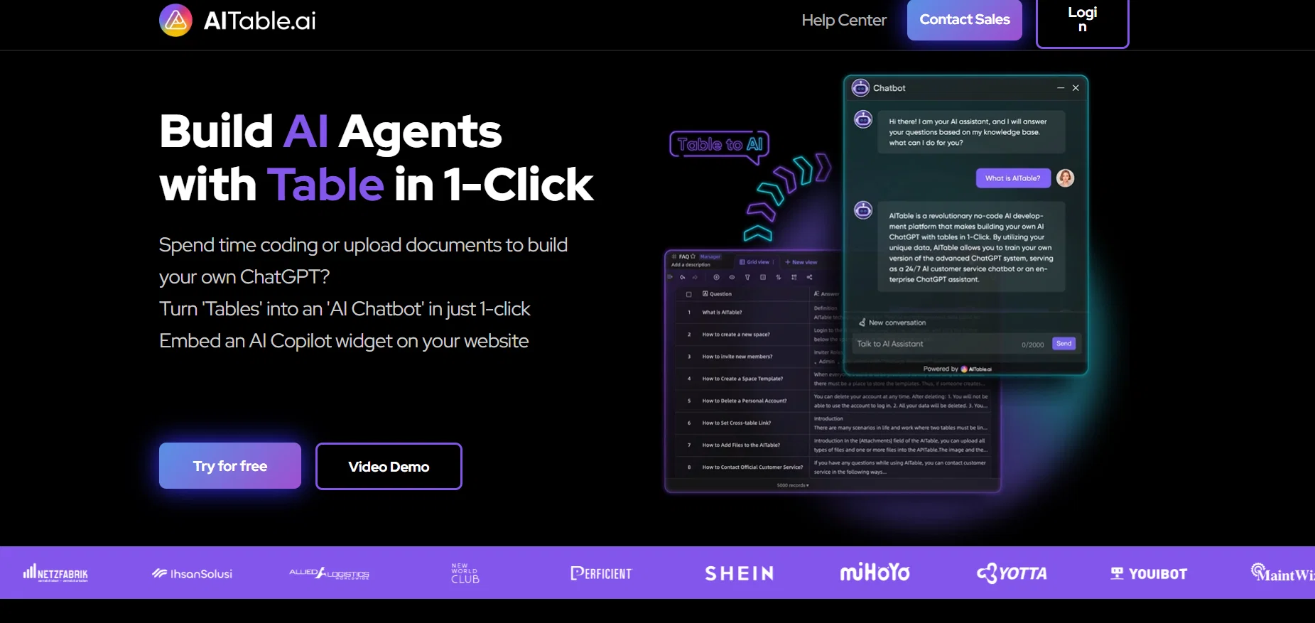 AItable website