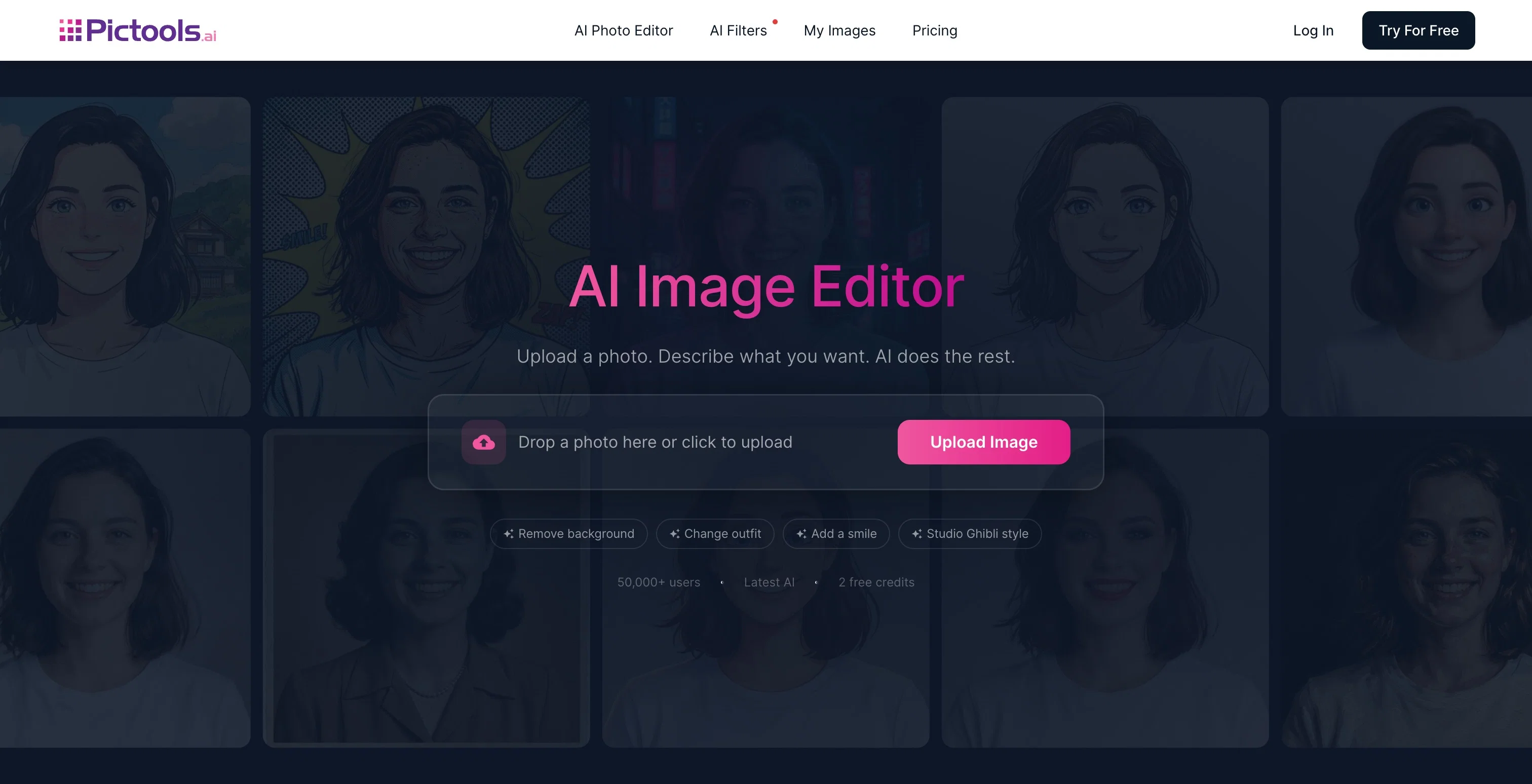 PicTools.AI — AI Image Editor & 100+ AI Filters website