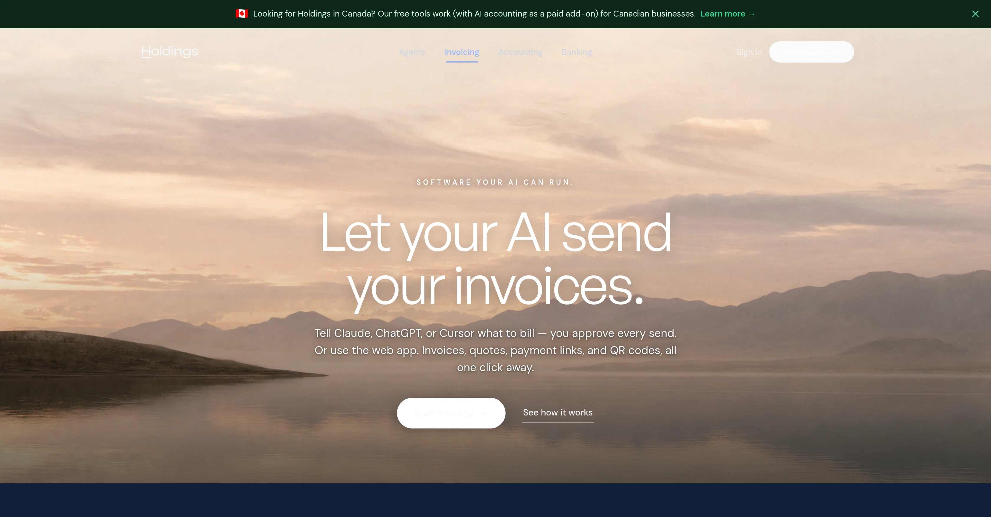 Holdings Invoicing website