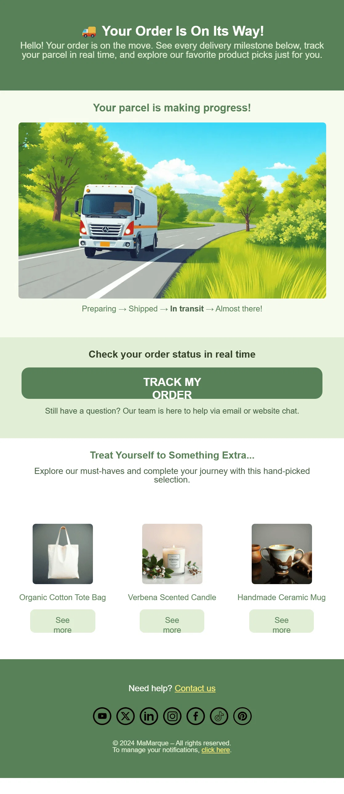 Order Shipment Tracking Email