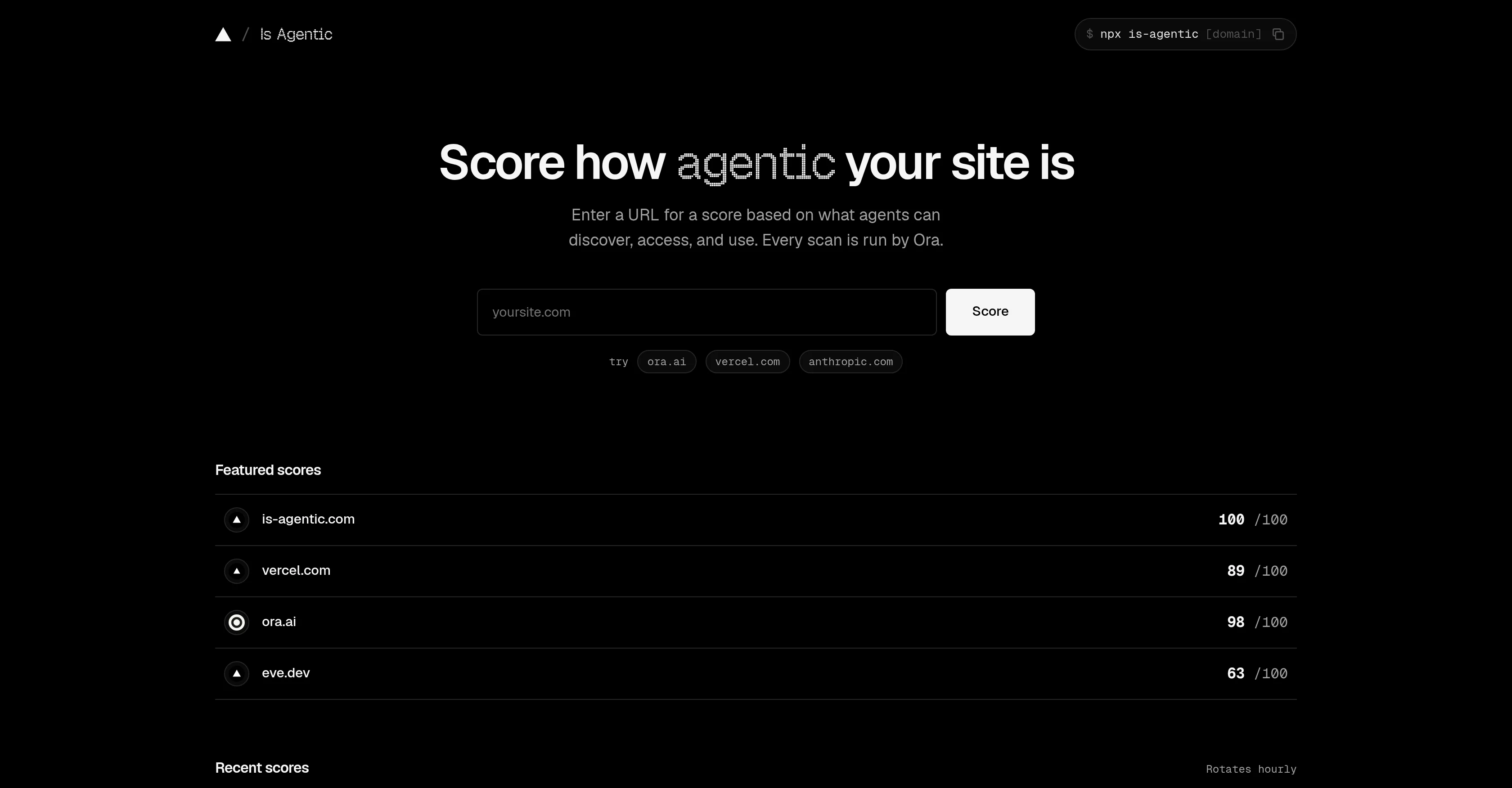 Is Agentic by Vercel website