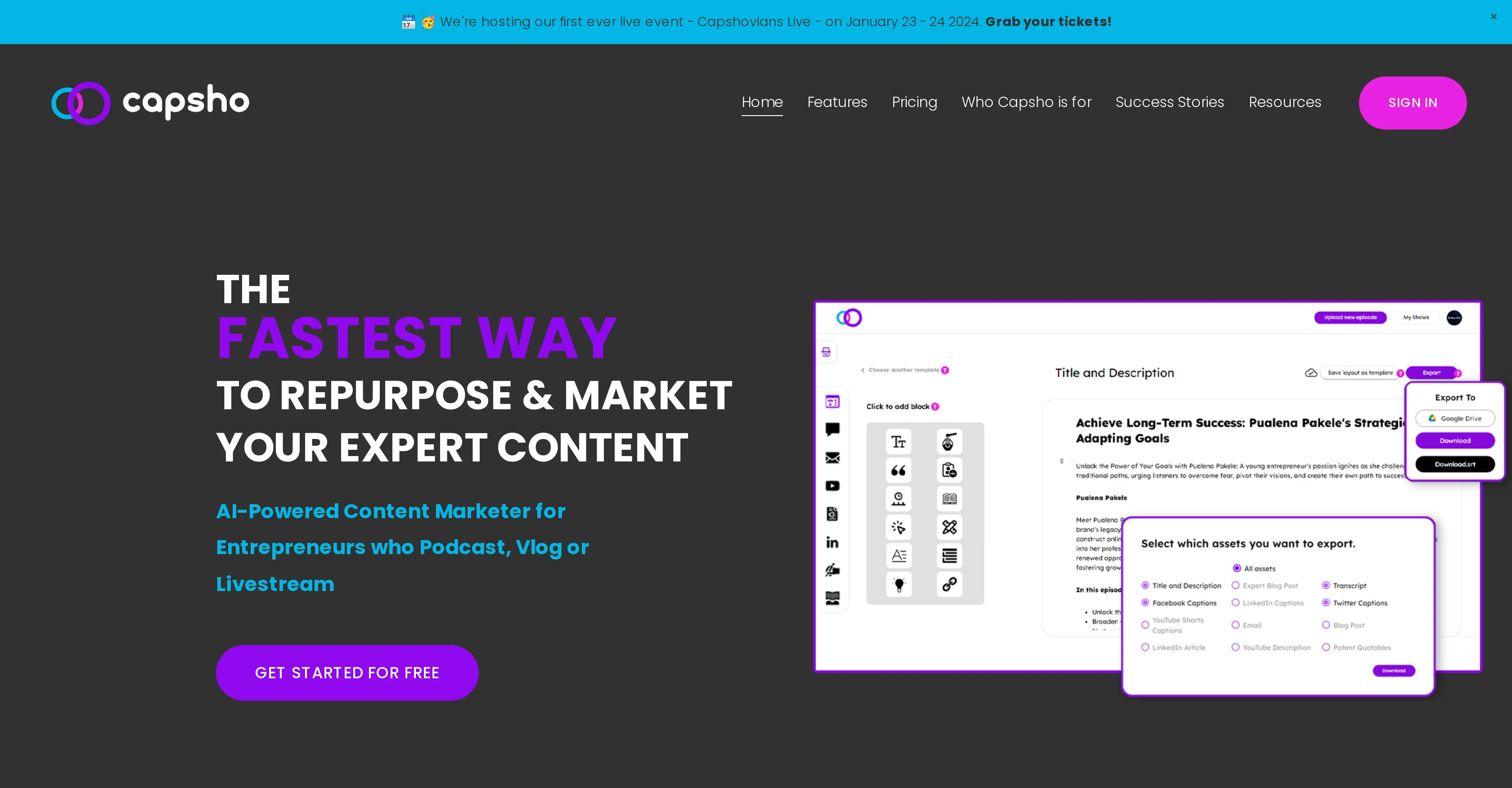 Capsho website