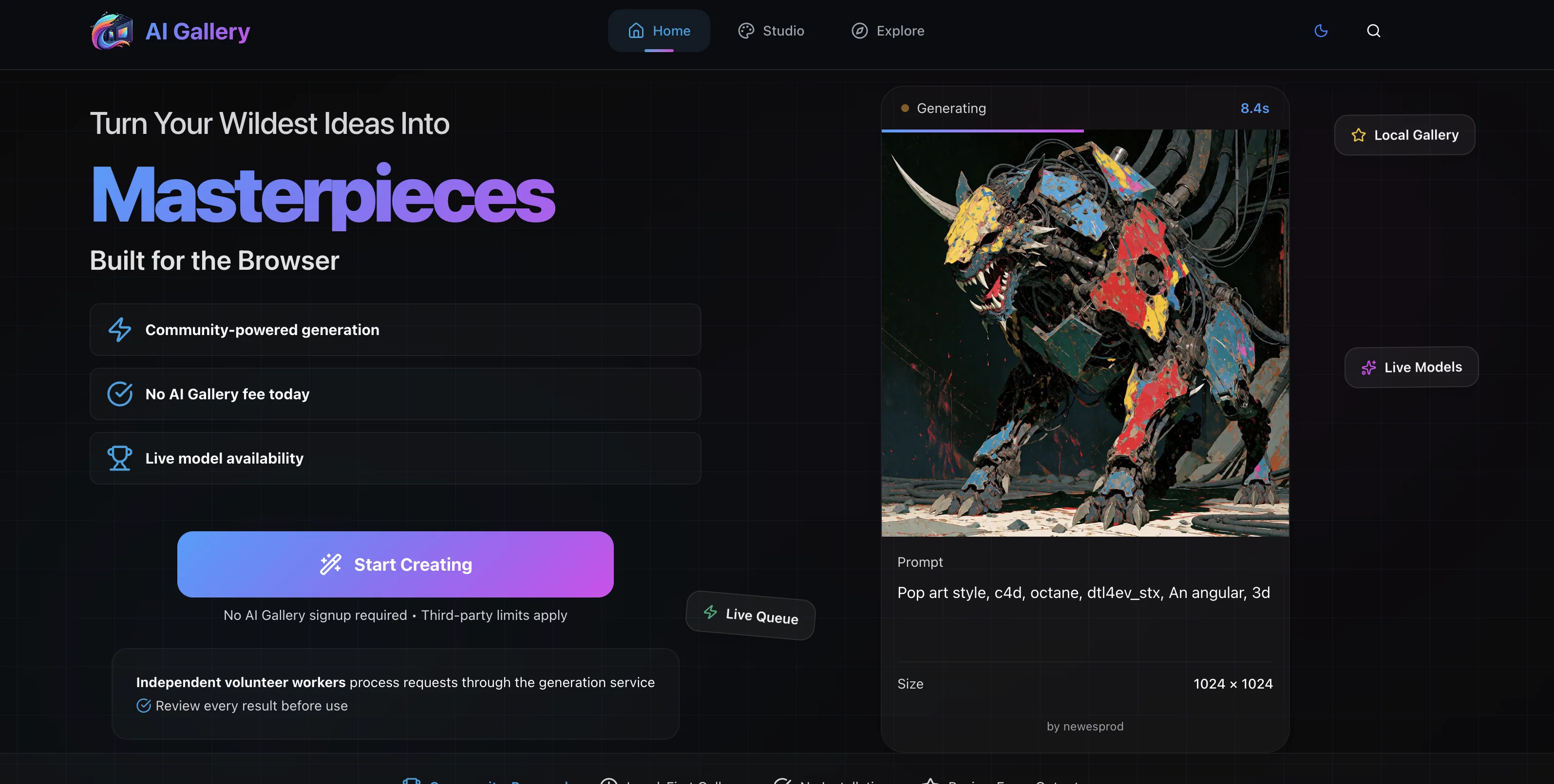 AI Gallery website