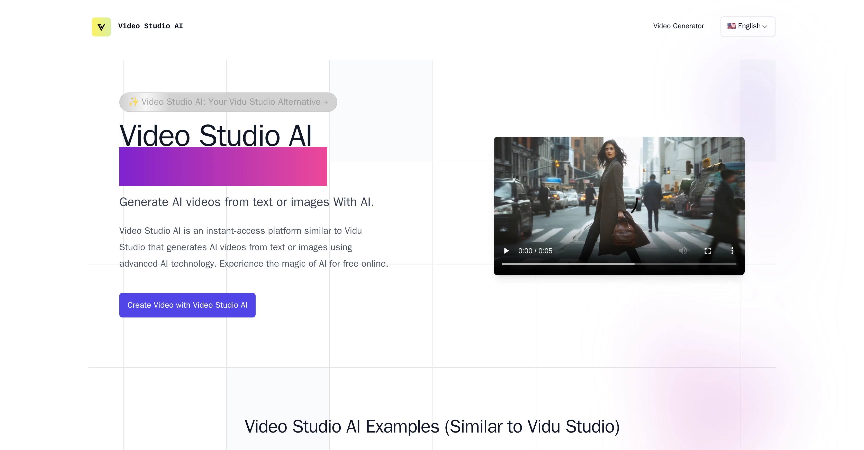 Video Studio AI website