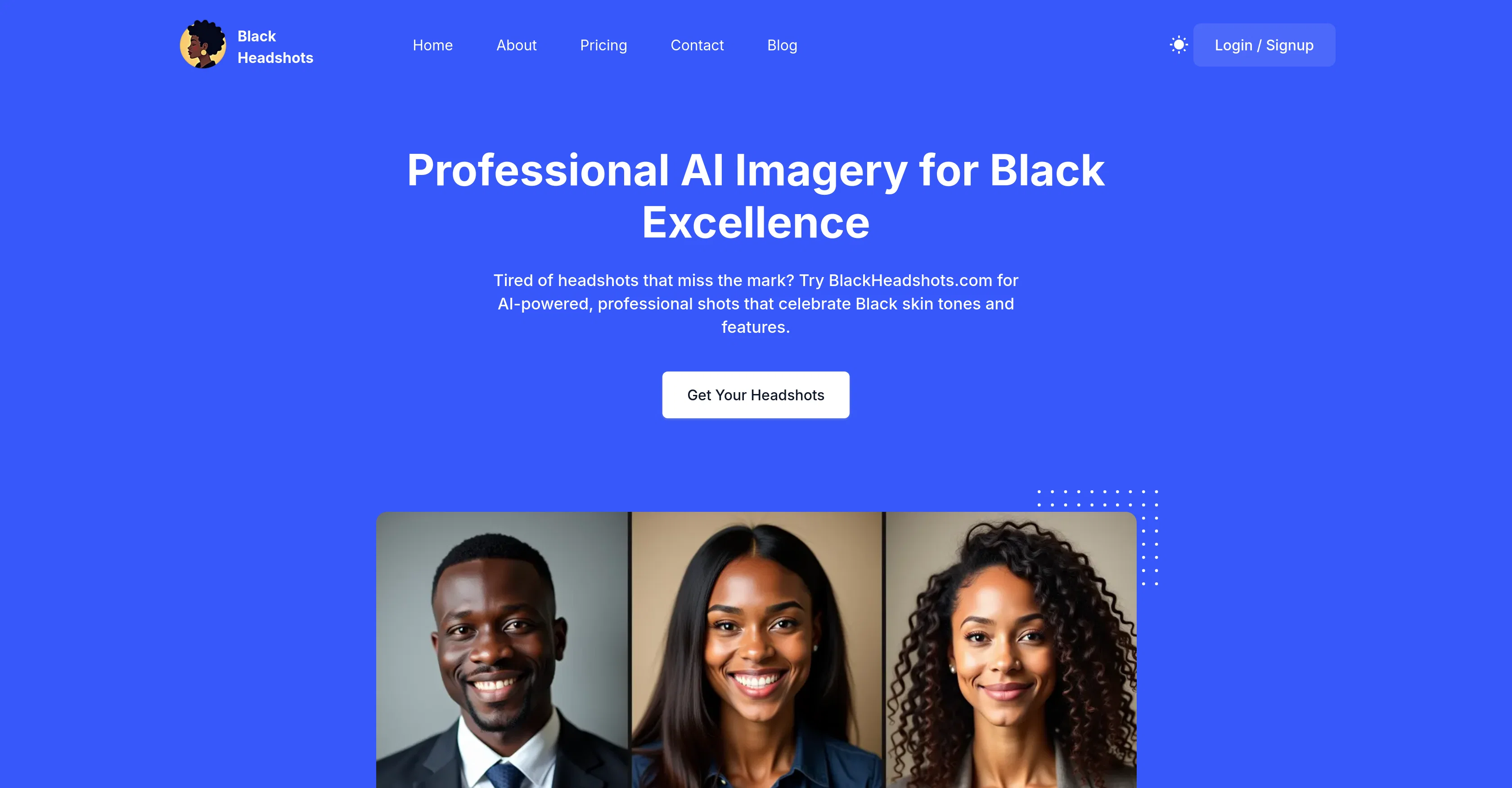 Black Headshots AI website