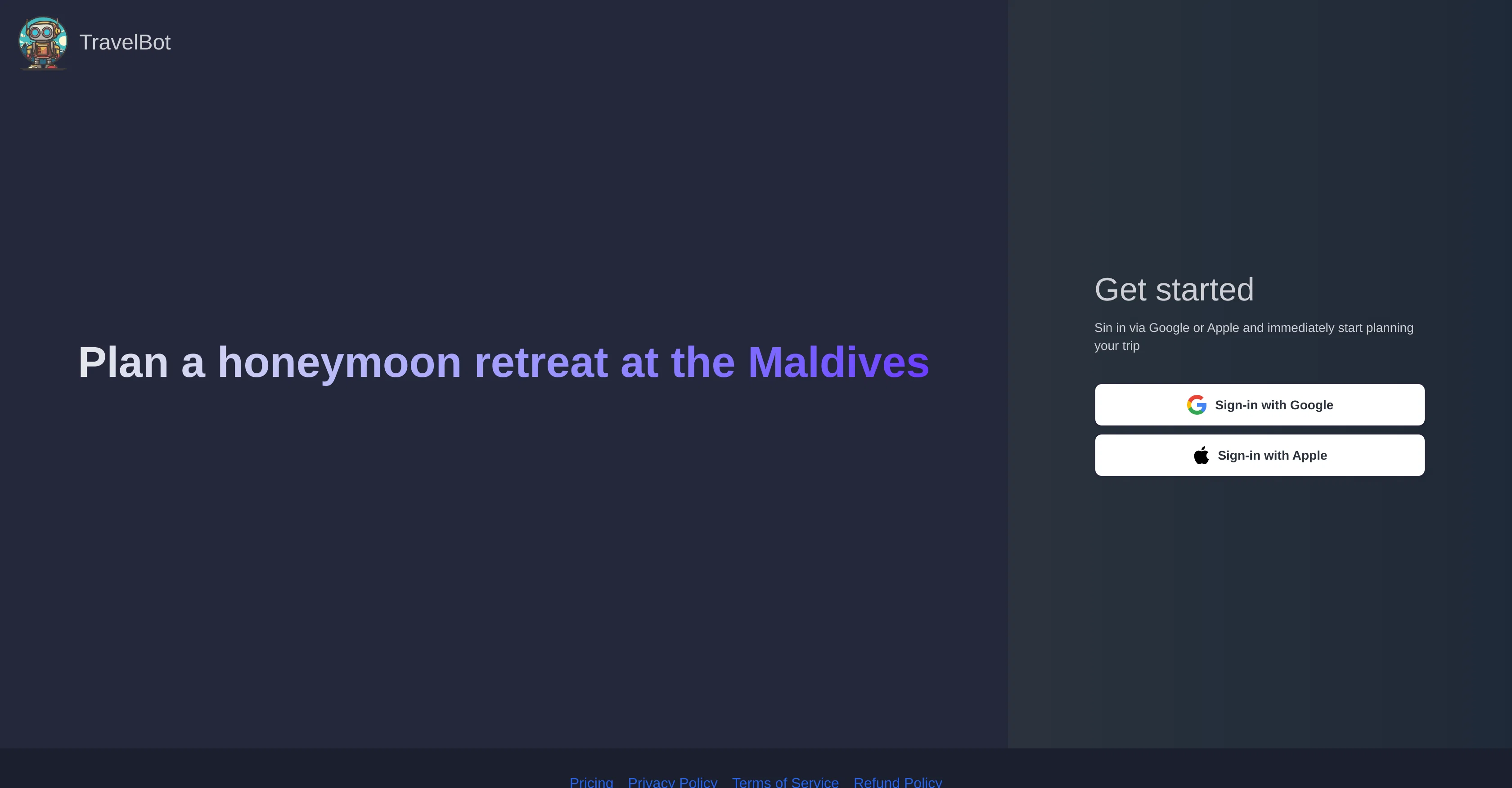 TravelBot website